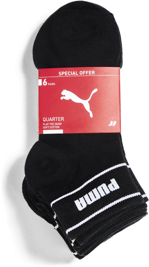 Puma Quartersocken 6er Pack, schwarz, Gr. 35-38 - Bild 1