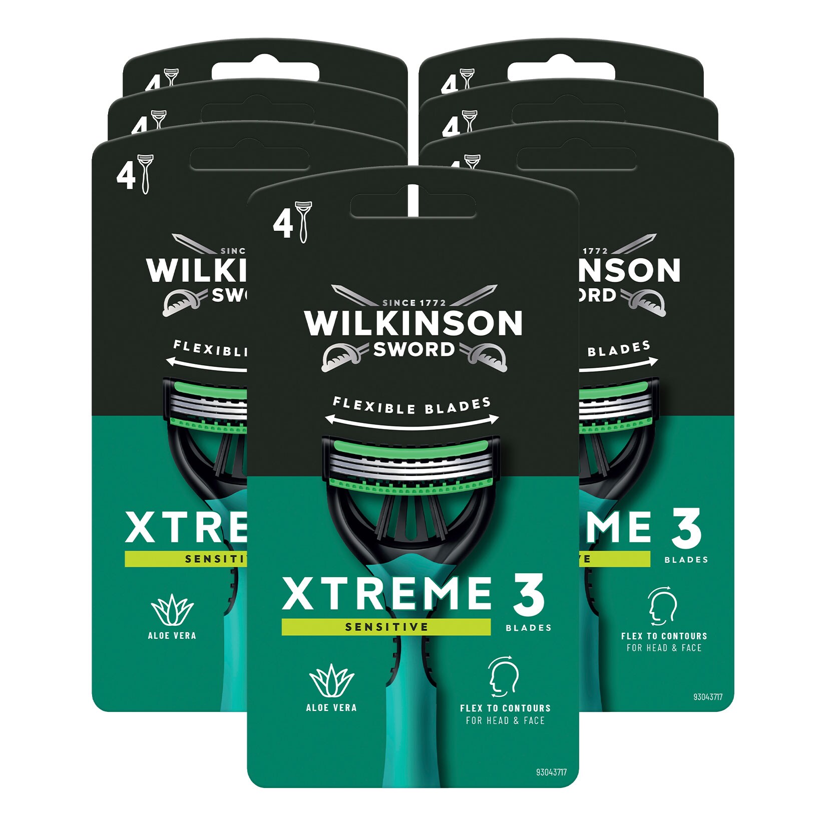 Wilkinson Sword Xtreme 3-Klingen Rasierer Sensitive 4 St&uuml;ck, 7er Pack - Bild 1