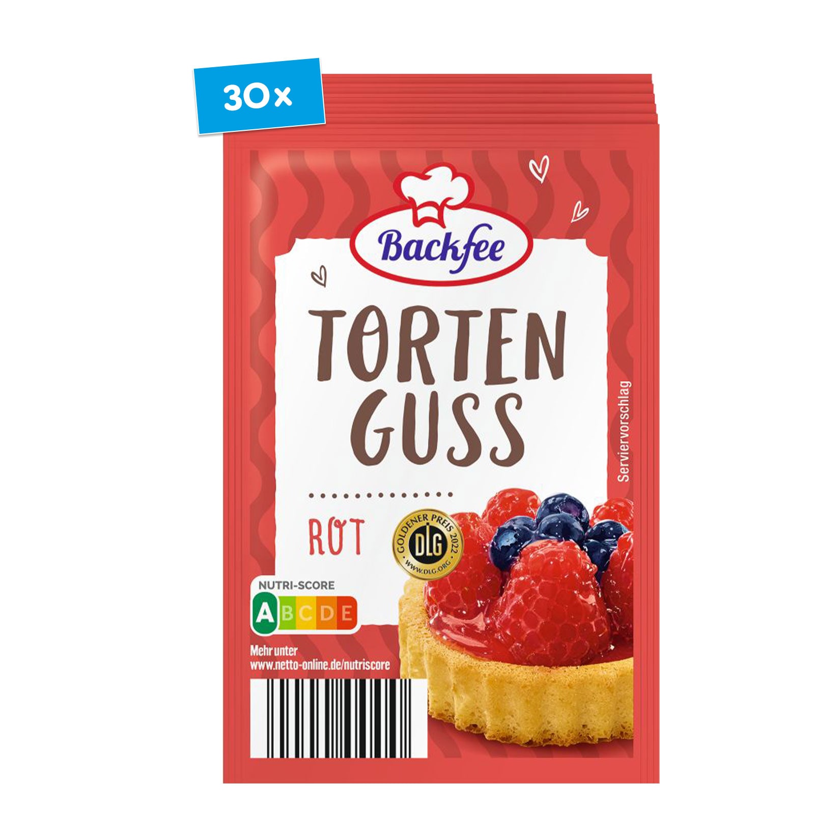 Backfee Tortenguss rot f&uuml;r 6 x 250 ml Fl&uuml;ssigkeit, 30er Pack - Bild 1