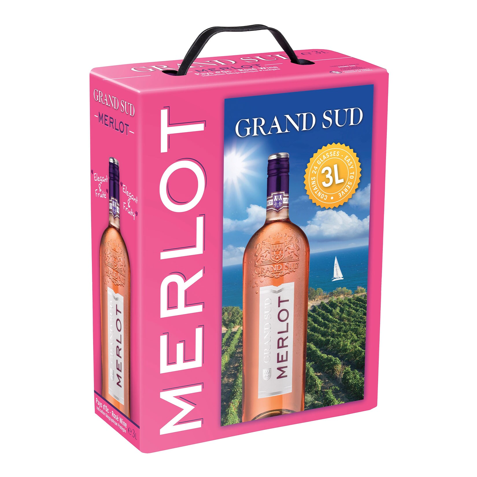 Grand Sud Merlot ros&eacute; 12,5 % vol 3 Liter Bag in Box - Bild 1