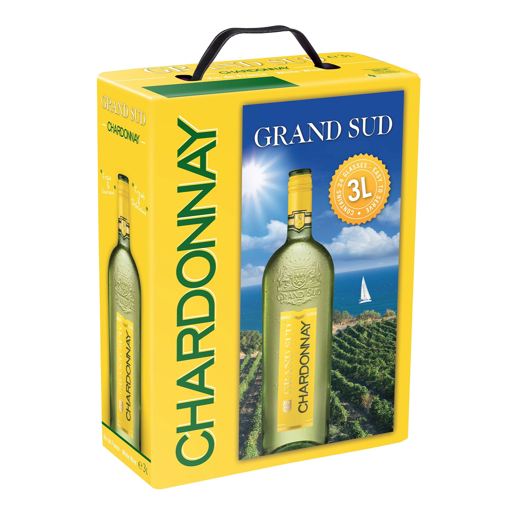 Grand Sud Chardonnay 12,5 % vol 3 Liter Bag in Box – Inhalt: 2 Flaschen | 03500610039294