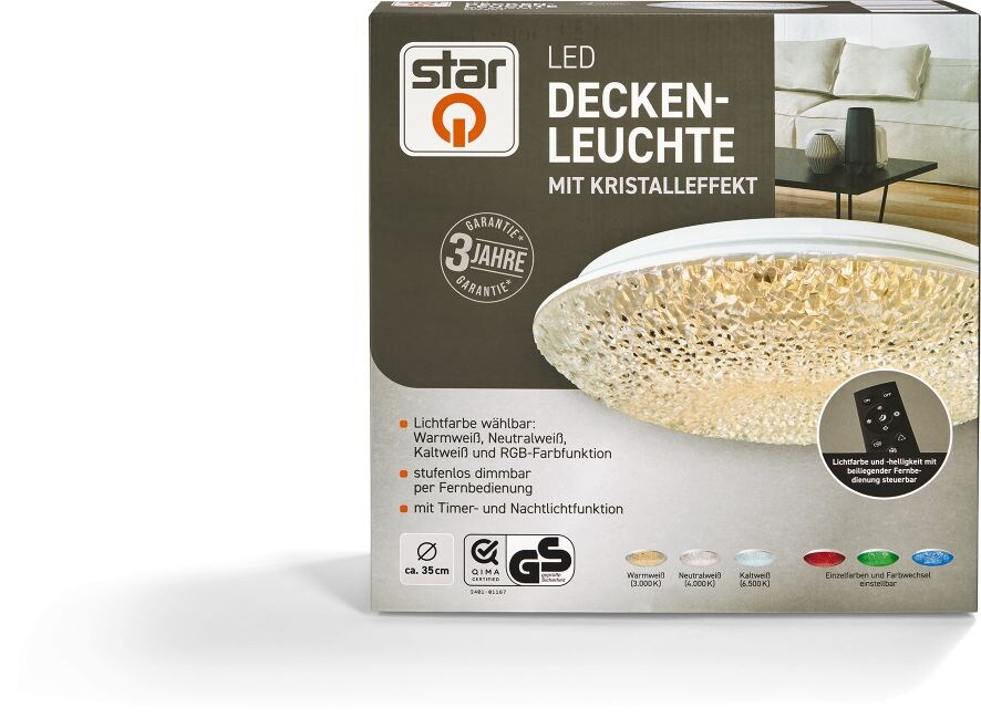 StarQ LED Kristall Deckenleuchte 35 cm RGB | 04311536048333