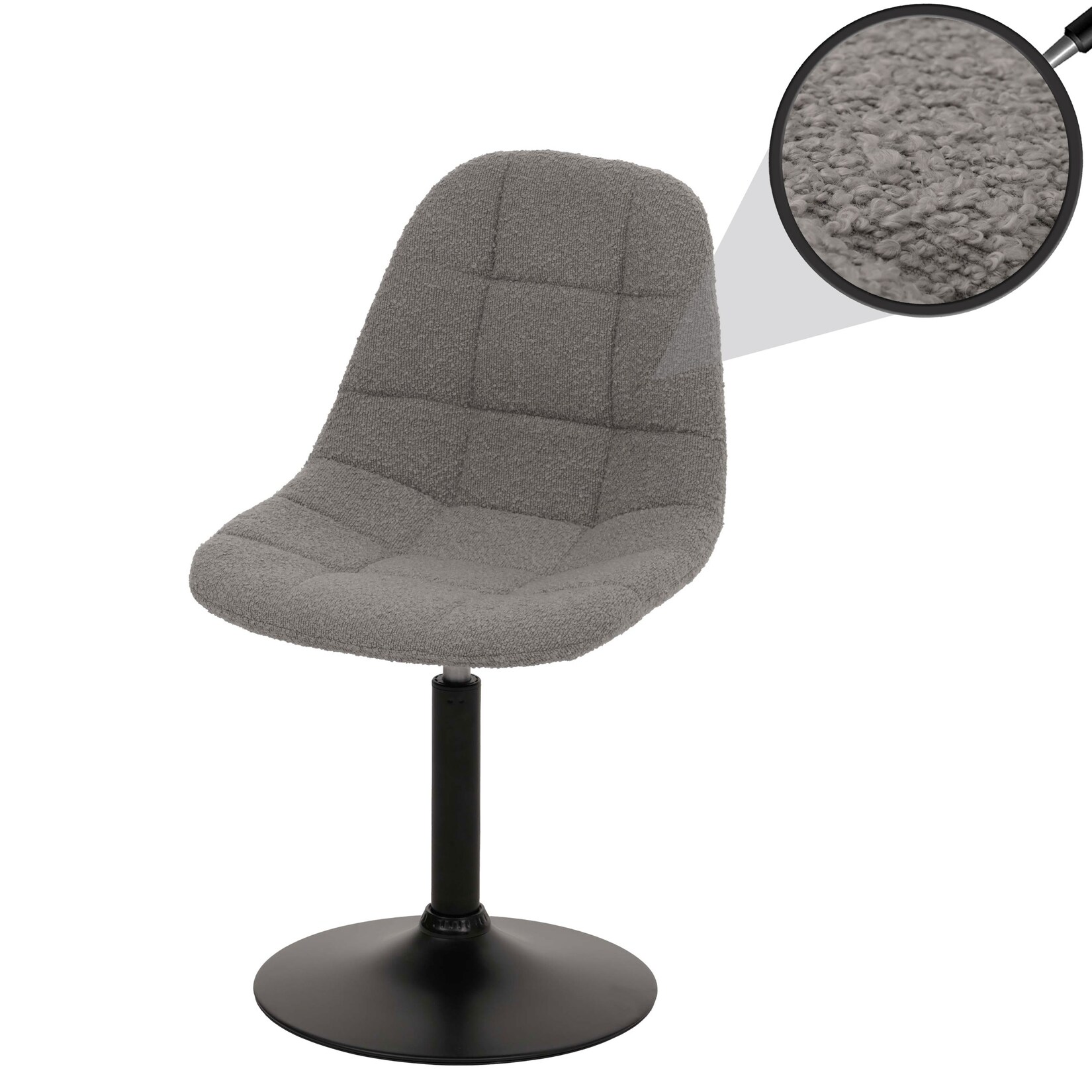 Esszimmerstuhl MCW-A60, Küchenstuhl Stuhl Drehstuhl, Stahl MVG Stoff/Textil Bouclé (450g/m²) ~ grau