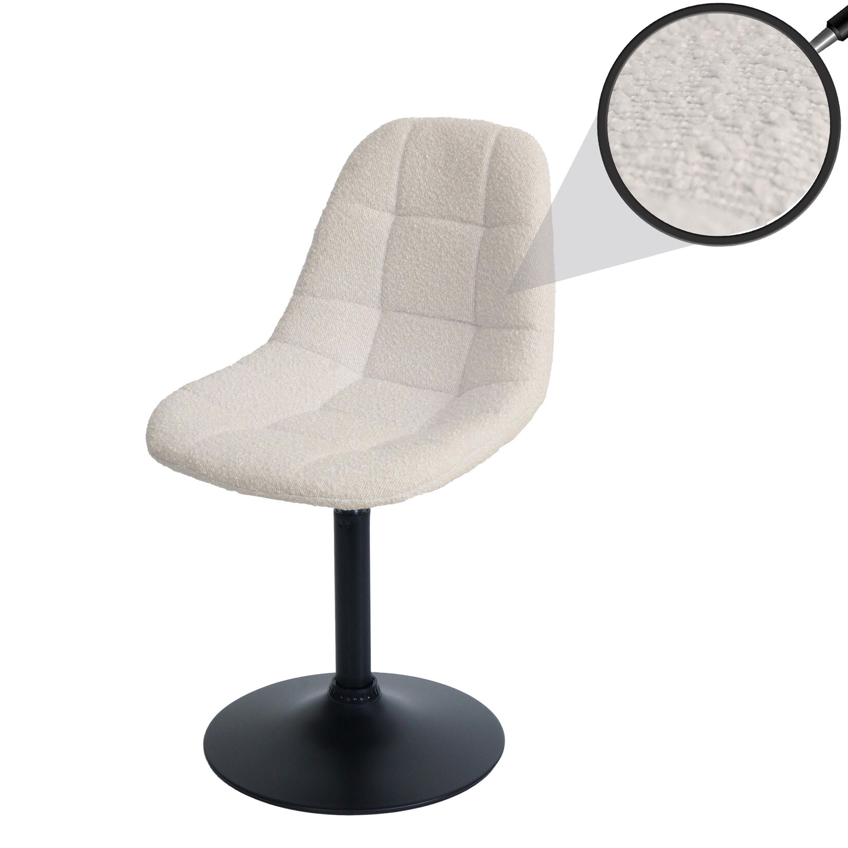 Esszimmerstuhl MCW-A60, Küchenstuhl Stuhl Drehstuhl, Stahl MVG Stoff/Textil Bouclé (450g/m²) ~ beige