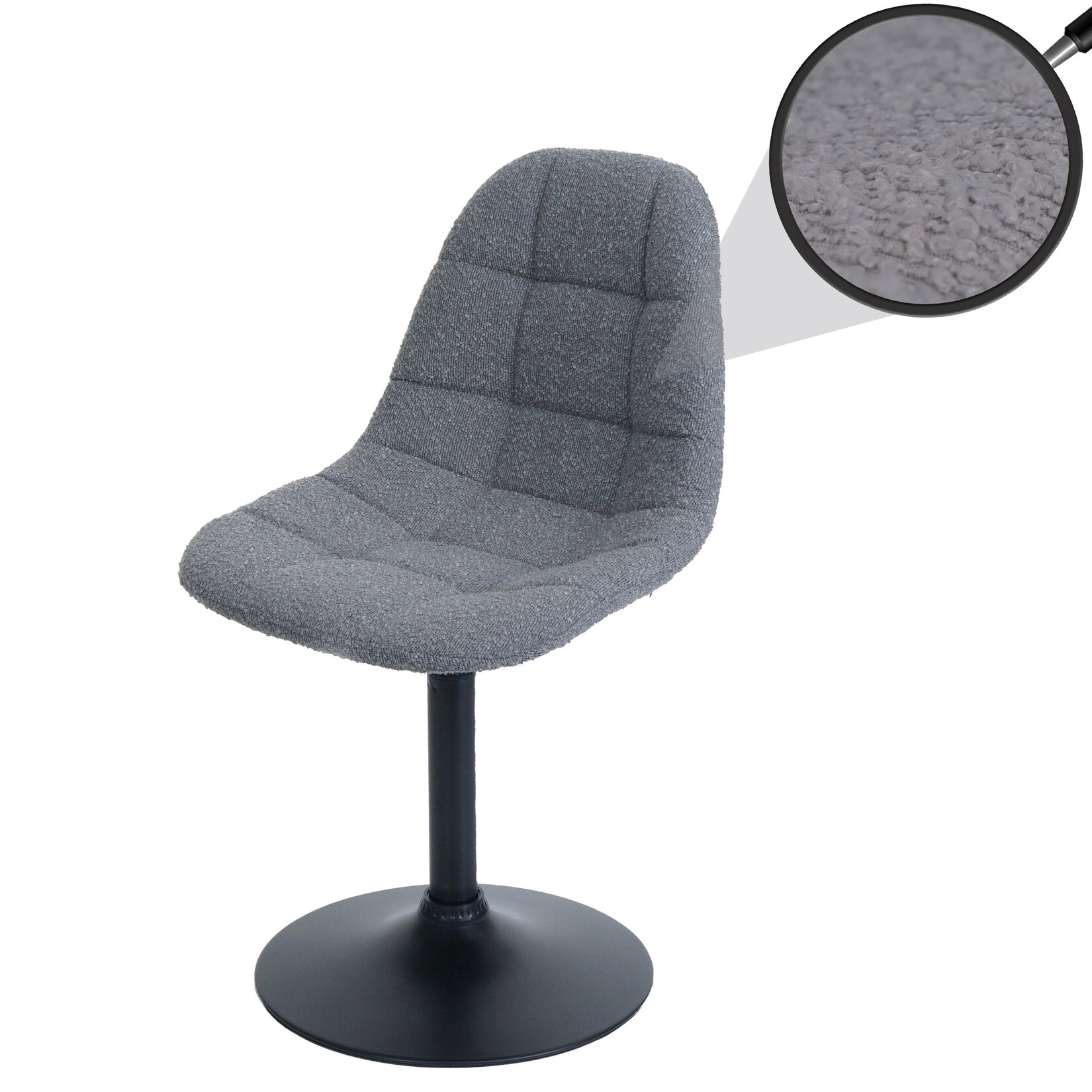 Esszimmerstuhl MCW-A60, Küchenstuhl Stuhl Drehstuhl, Stahl MVG Stoff/Textil Bouclé (450g/m²) ~ dunkelgrau