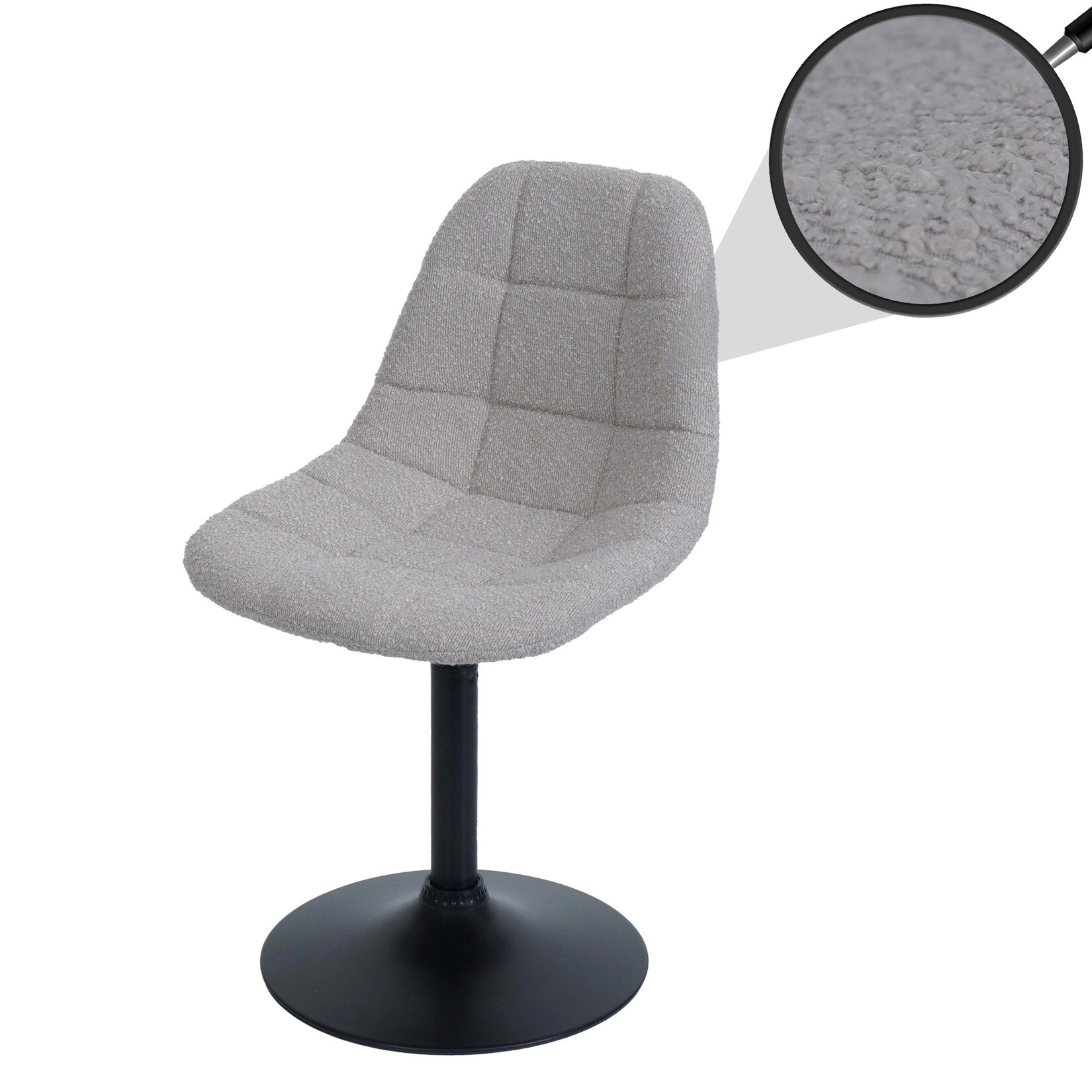 Esszimmerstuhl MCW-A60, Küchenstuhl Stuhl Drehstuhl, Stahl MVG Stoff/Textil Bouclé (450g/m²) ~ taupe | 04057651806853