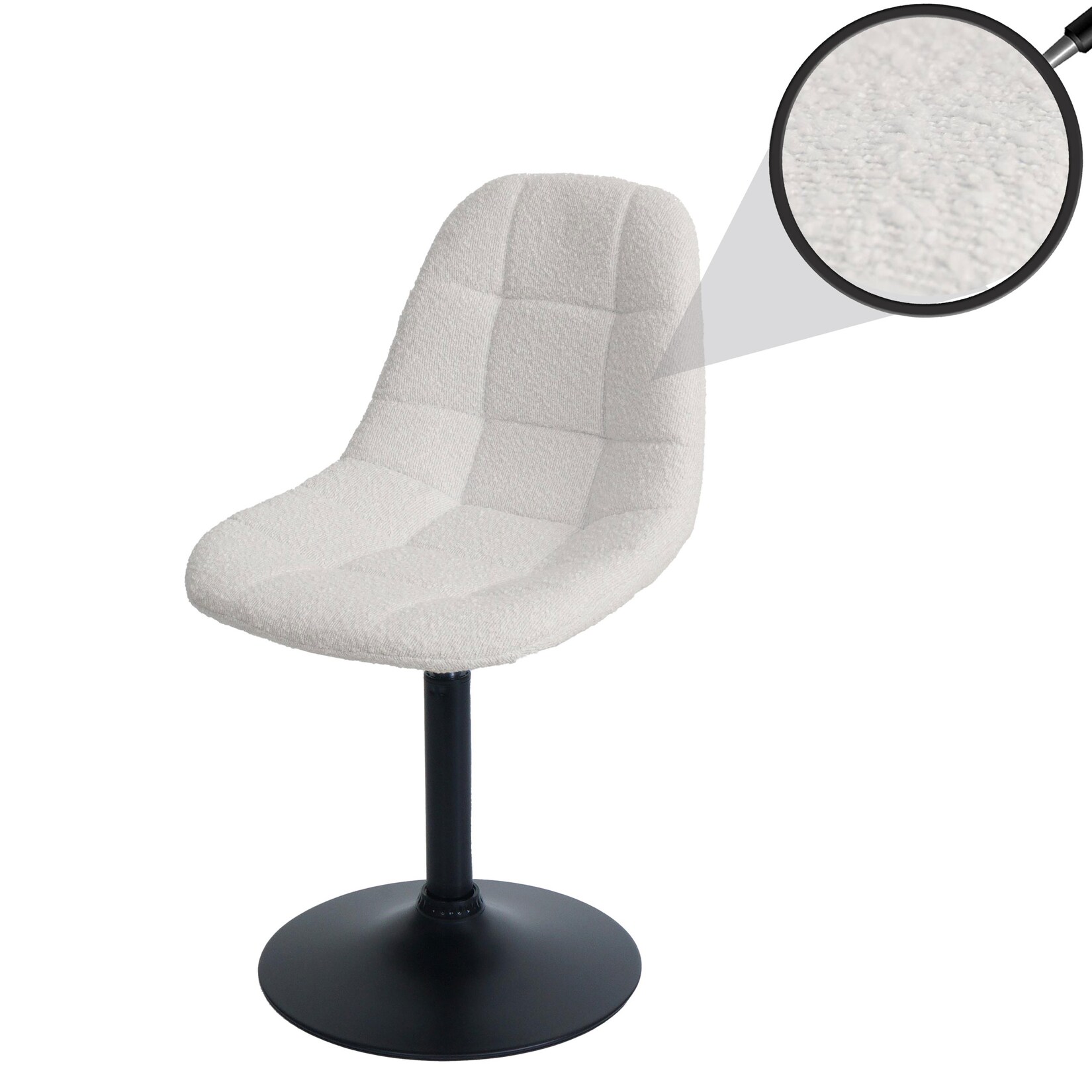 Esszimmerstuhl MCW-A60, Küchenstuhl Stuhl Drehstuhl, Stahl MVG Stoff/Textil Bouclé (450g/m²) ~ creme