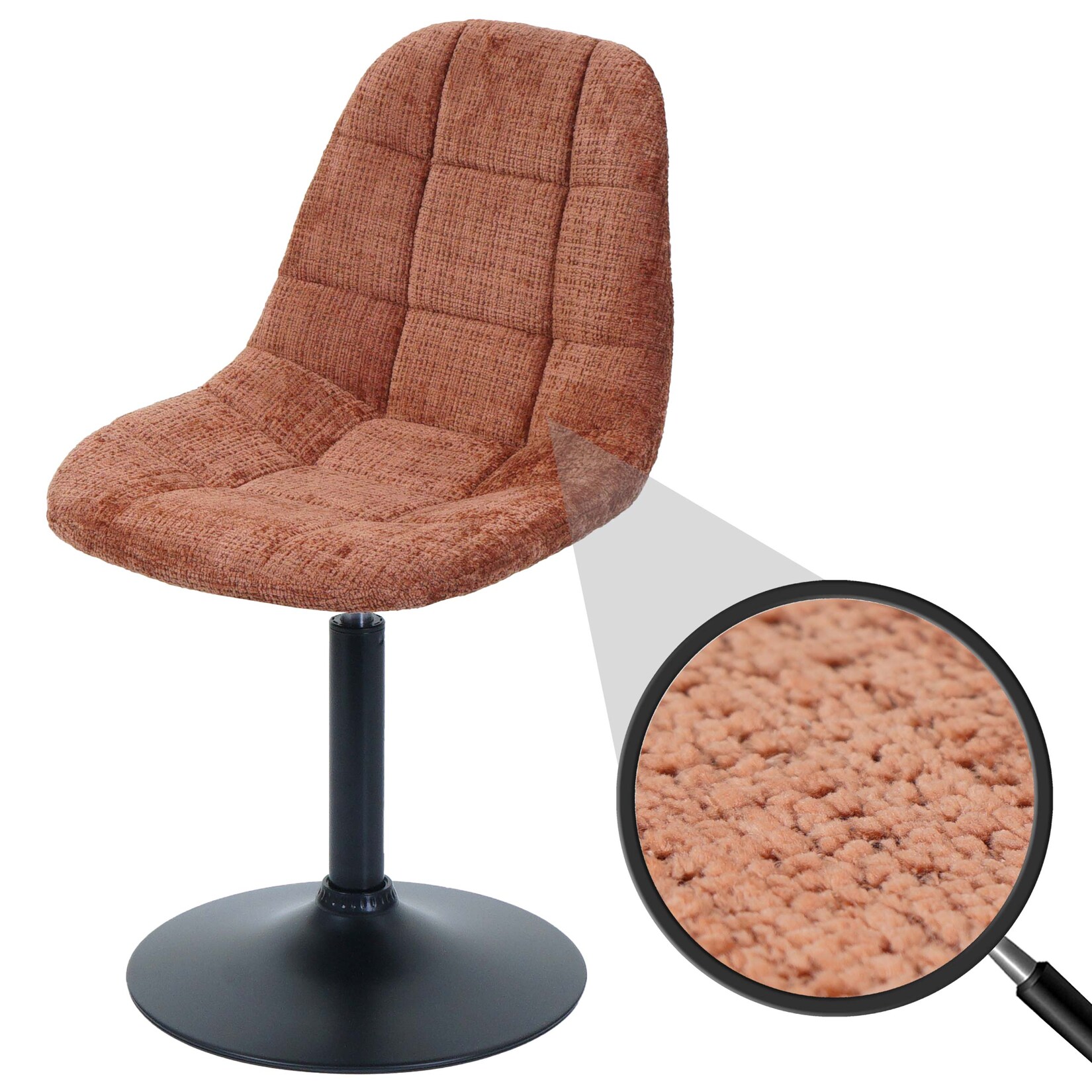 Esszimmerstuhl MCW-A60, Küchenstuhl Stuhl Drehstuhl, Stahl MVG Stoff/Textil Chenille (465g/m²) ~ terrakotta | 04057651823874
