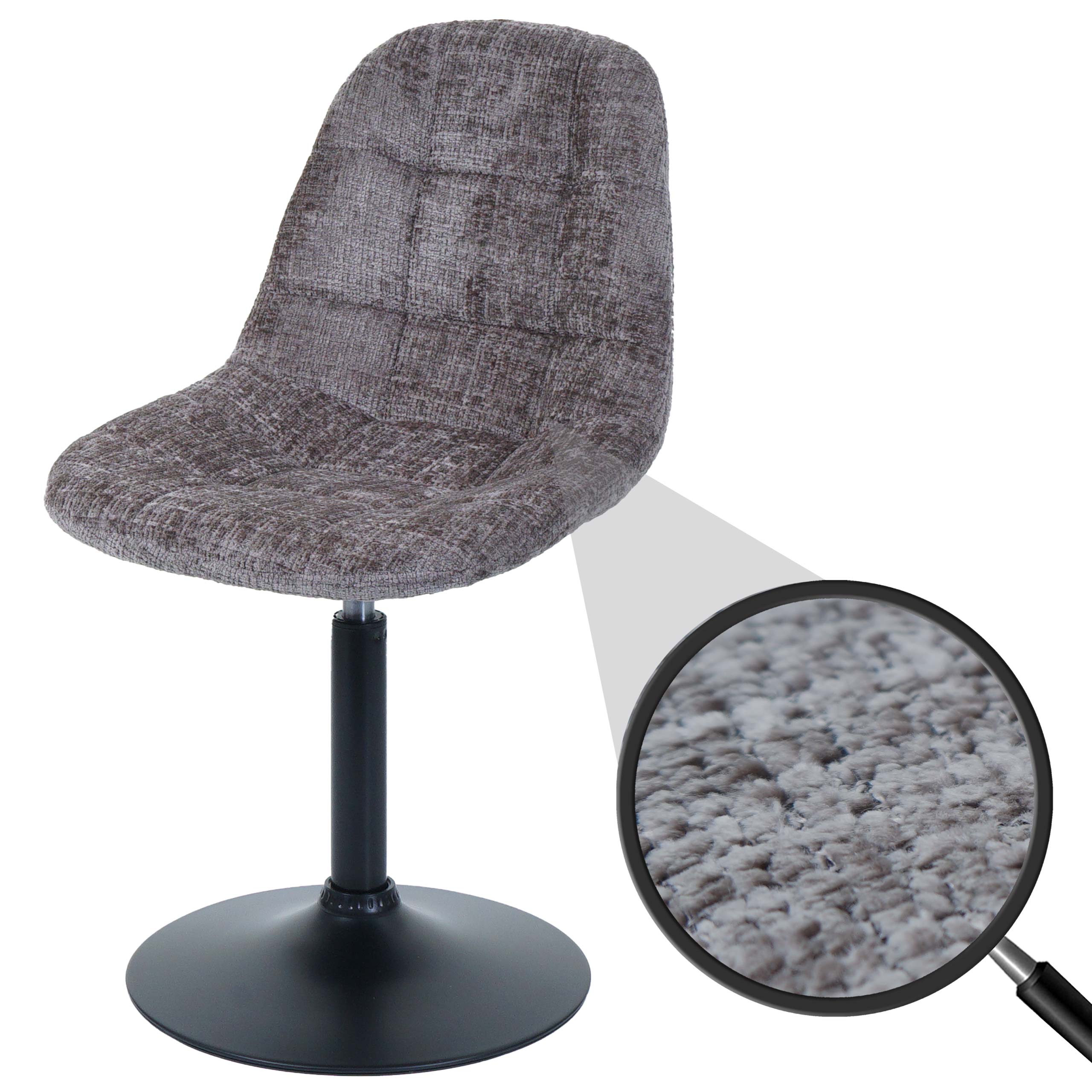 Esszimmerstuhl MCW-A60, K&uuml;chenstuhl Stuhl Drehstuhl, Stahl MVG Stoff/Textil Chenille (465g/m&sup2;) ~ braun - Bild 1