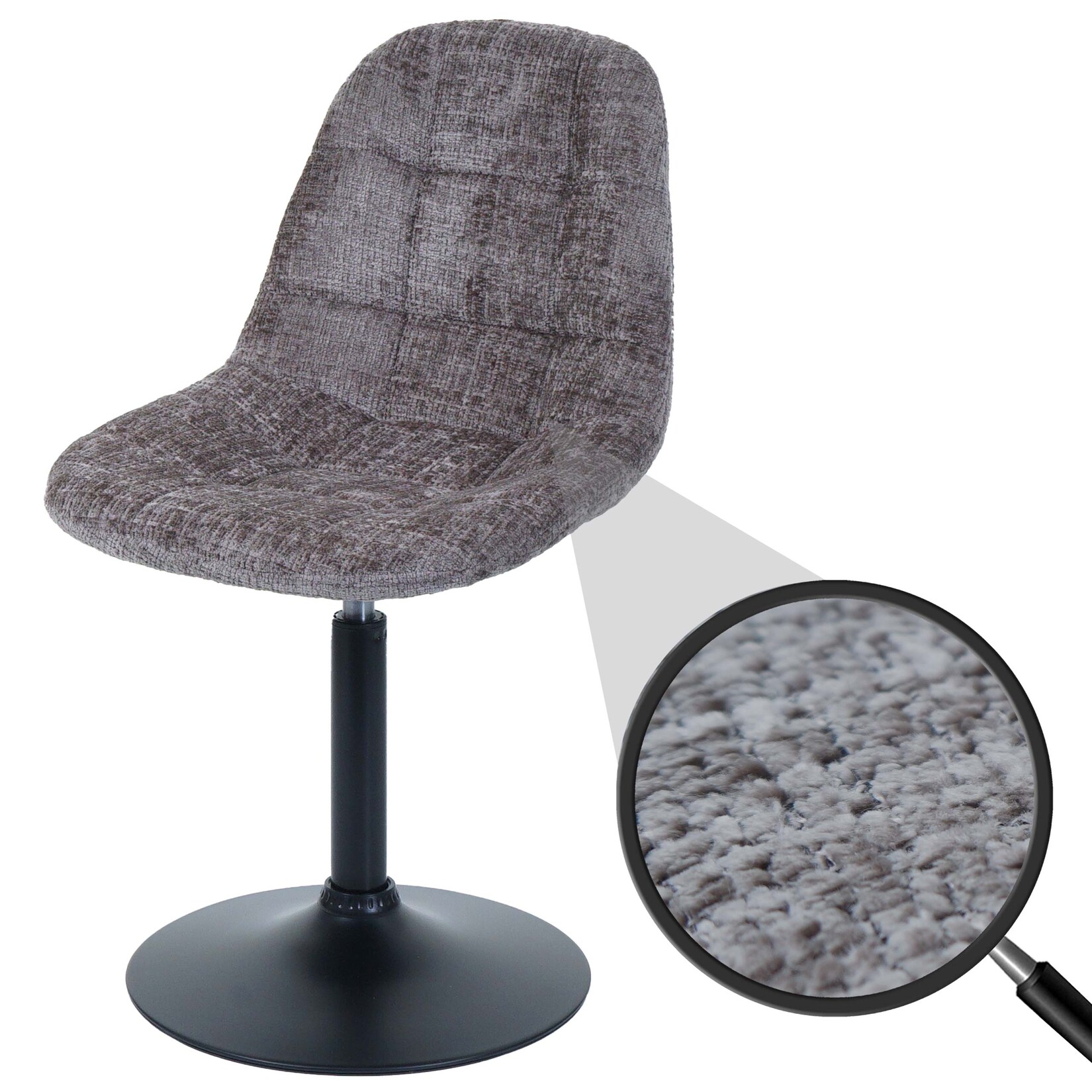 Esszimmerstuhl MCW-A60, Küchenstuhl Stuhl Drehstuhl, Stahl MVG Stoff/Textil Chenille (465g/m²) ~ braun