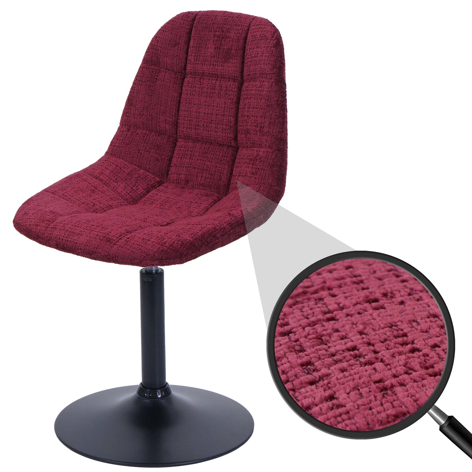 Esszimmerstuhl MCW-A60, Küchenstuhl Stuhl Drehstuhl, Stahl MVG Stoff/Textil Chenille (465g/m²) ~ bordeaux
