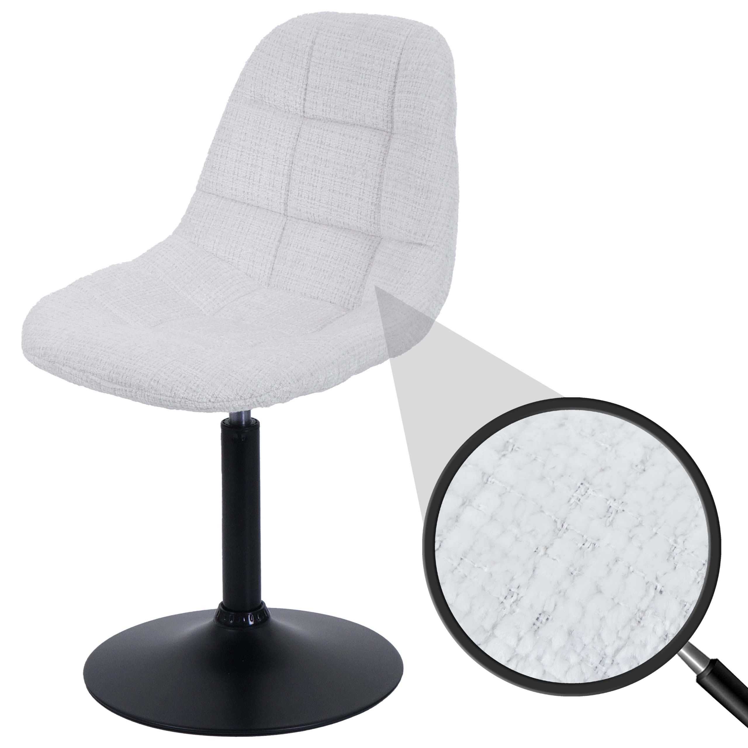 Esszimmerstuhl MCW-A60, K&uuml;chenstuhl Stuhl Drehstuhl, Stahl MVG Stoff/Textil Chenille (465g/m&sup2;) ~ creme - Bild 1