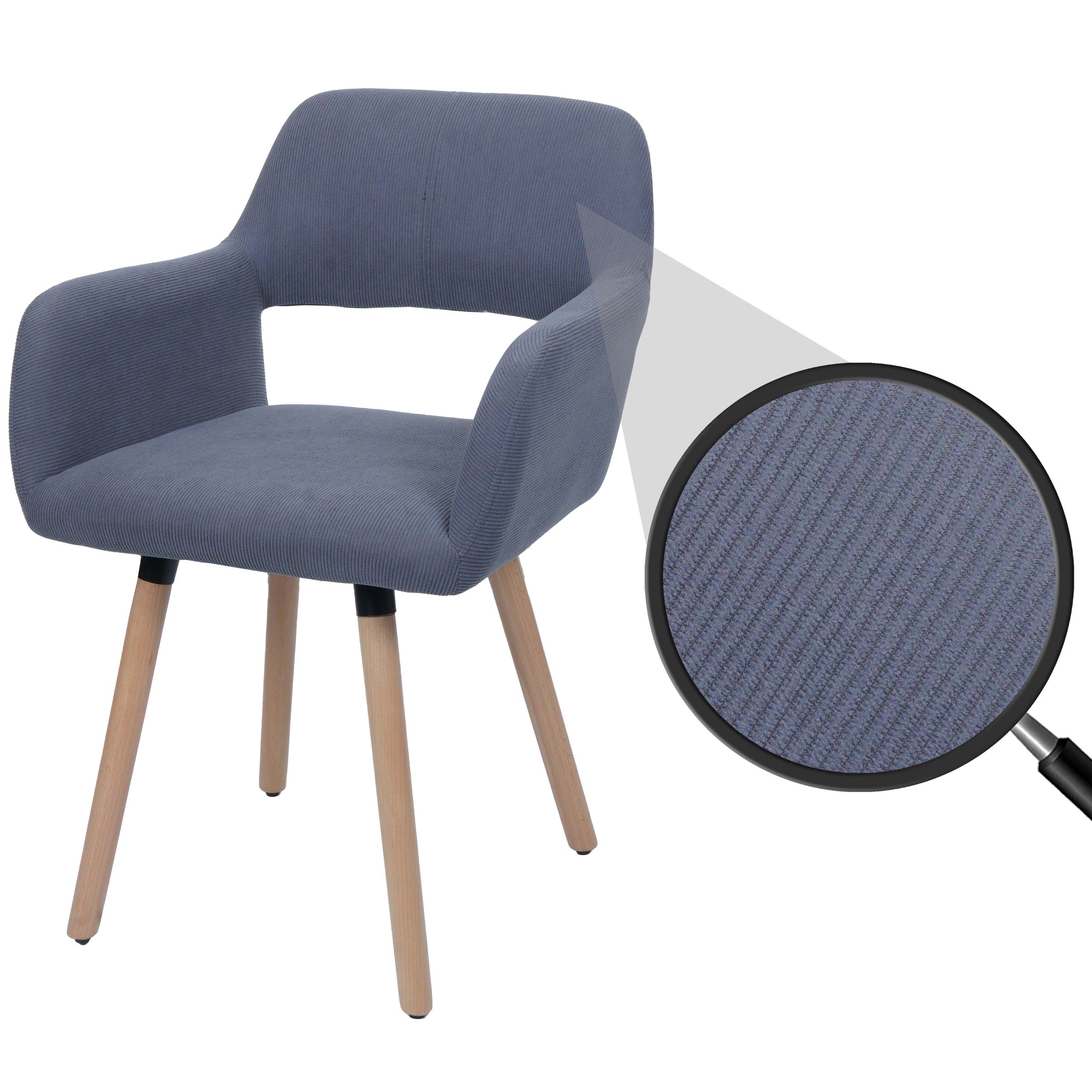 Esszimmerstuhl MCW-A50 II, Stuhl K&uuml;chenstuhl Polsterstuhl, Holz Stoff/Textil Cord (400g/m&sup2;) MVG ~ dunkelgrau - Bild 1