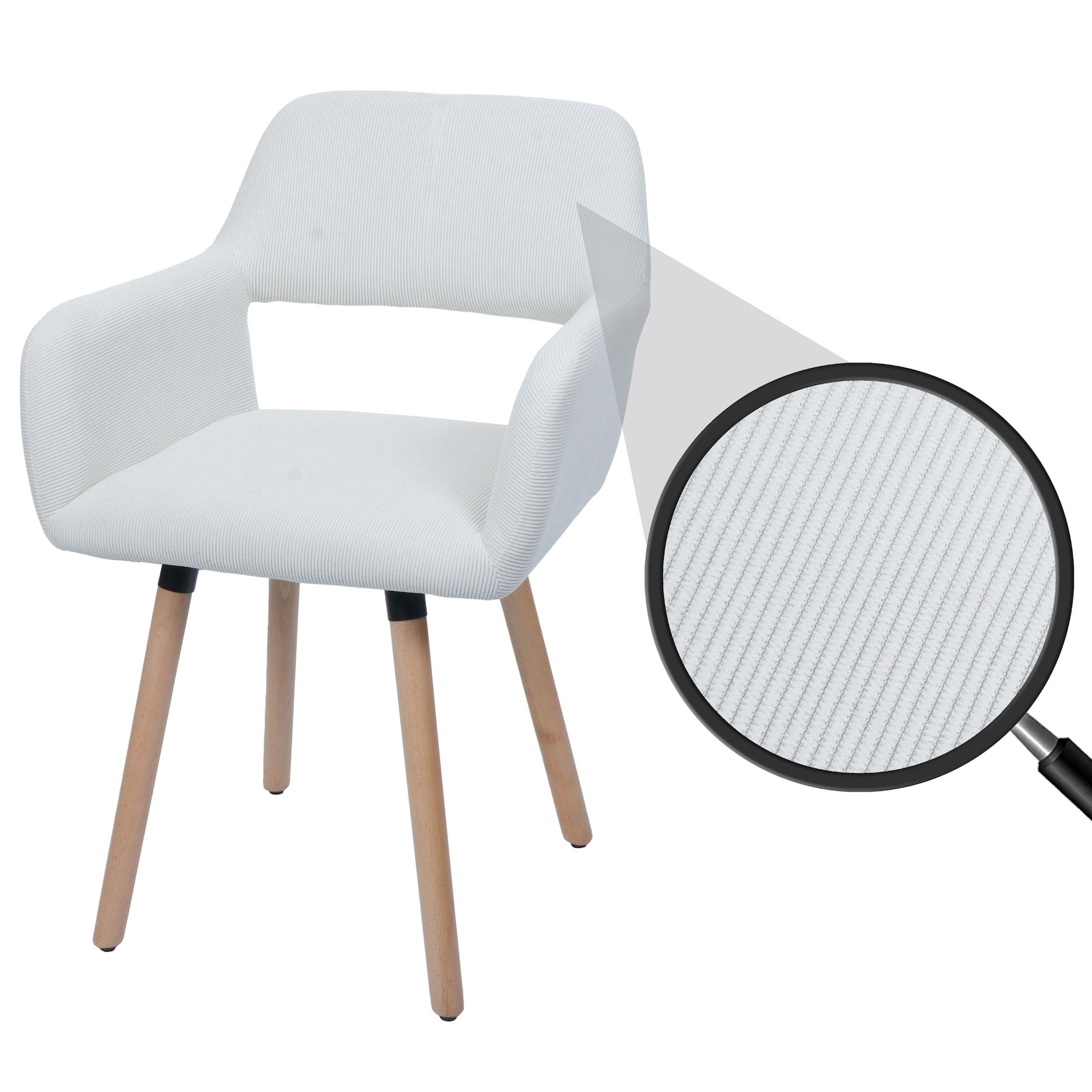 Esszimmerstuhl MCW-A50 II, Stuhl Küchenstuhl Polsterstuhl, Holz Stoff/Textil Cord (400g/m²) MVG ~ creme-weiß