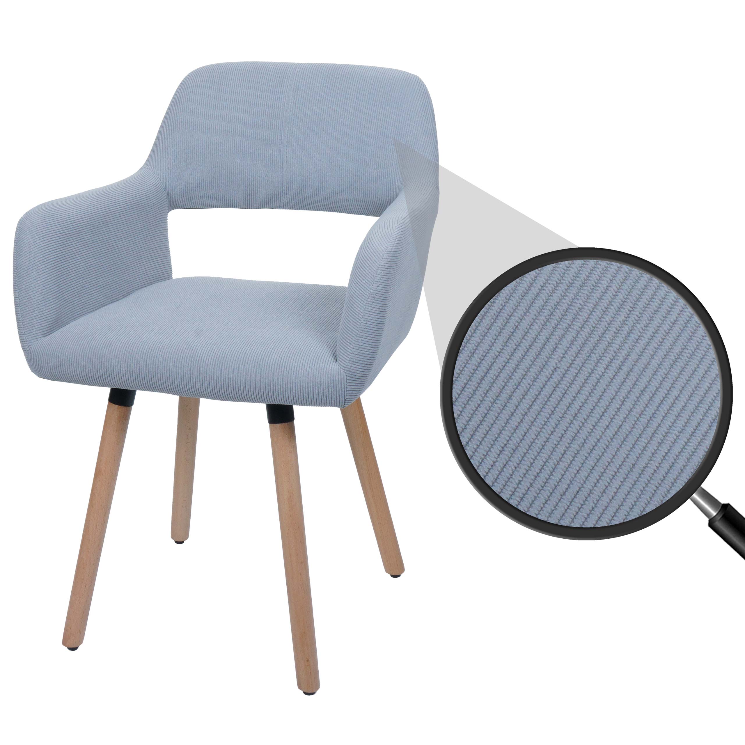 Esszimmerstuhl MCW-A50 II, Stuhl K&uuml;chenstuhl Polsterstuhl, Holz Stoff/Textil Cord (400g/m&sup2;) MVG ~ hellgrau - Bild 1