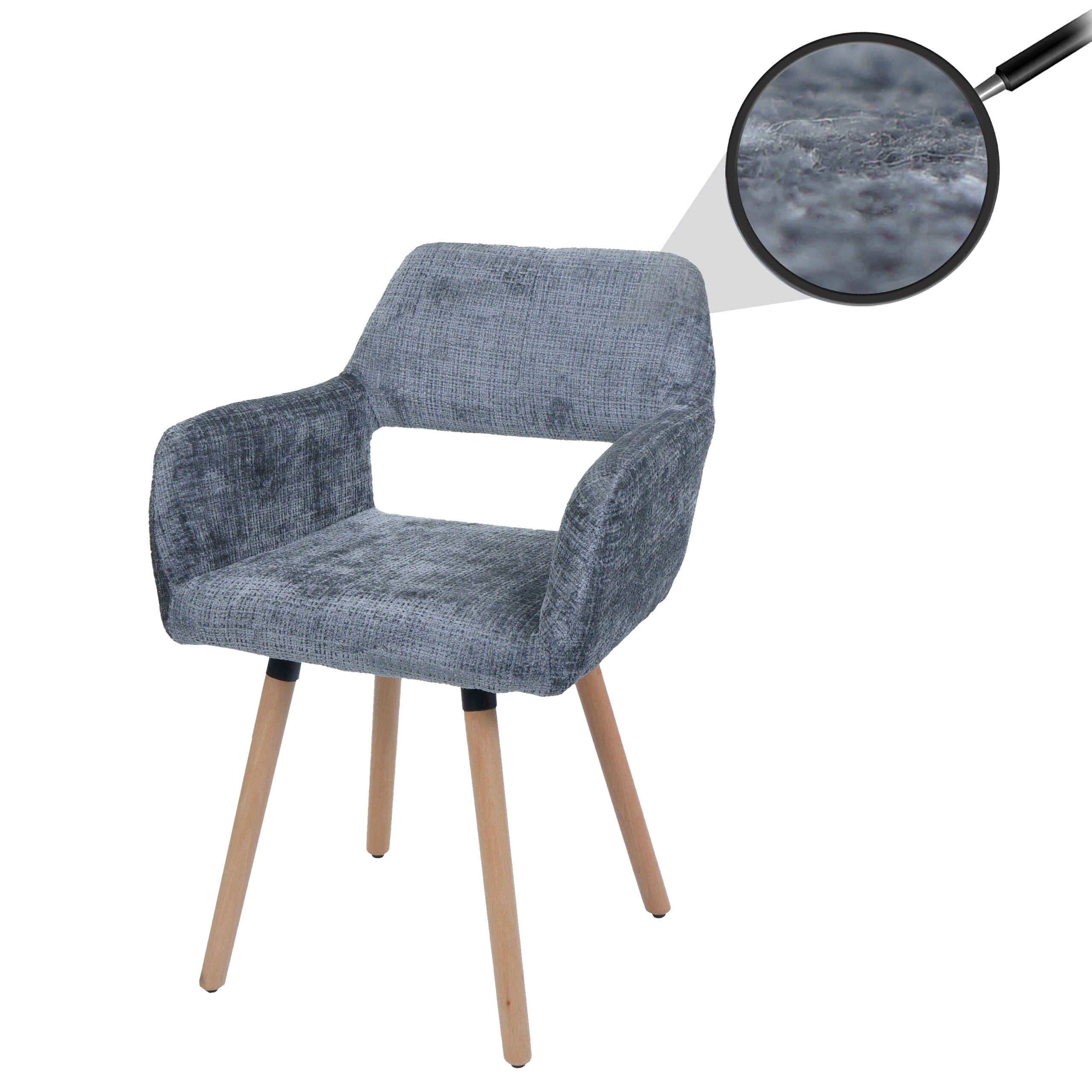 Esszimmerstuhl MCW-A50 II, Stuhl K&uuml;chenstuhl Polsterstuhl, Holz Stoff/Textil Chenille (465g/m&sup2;) MVG ~ dunkelgrau - Bild 1