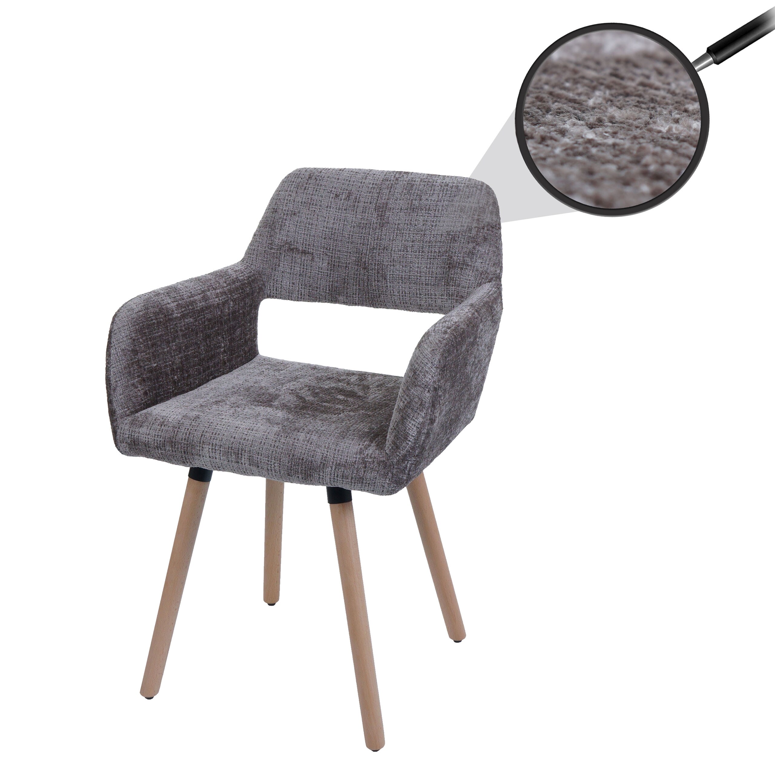 Esszimmerstuhl MCW-A50 II, Stuhl K&uuml;chenstuhl Polsterstuhl, Holz Stoff/Textil Chenille (465g/m&sup2;) MVG ~ braun - Bild 1