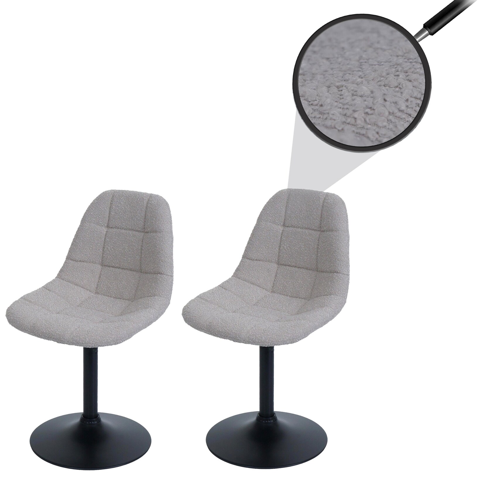 2er-Set Esszimmerstuhl MCW-A60, Küchenstuhl Stuhl Drehstuhl, Stahl MVG Stoff/Textil Bouclé (450g/m²) ~ taupe