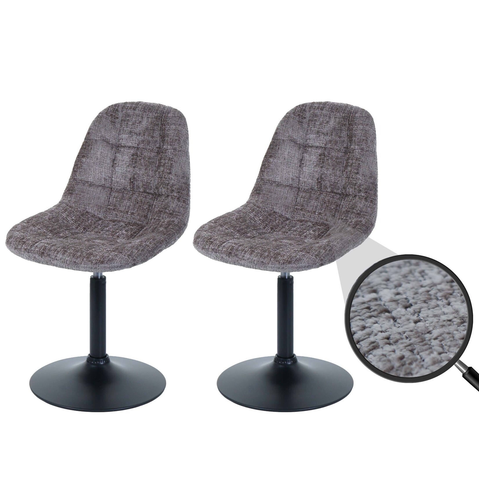 2er-Set Esszimmerstuhl MCW-A60, Küchenstuhl Stuhl Drehstuhl, Stahl MVG Stoff/Textil Chenille (465g/m²) ~ braun