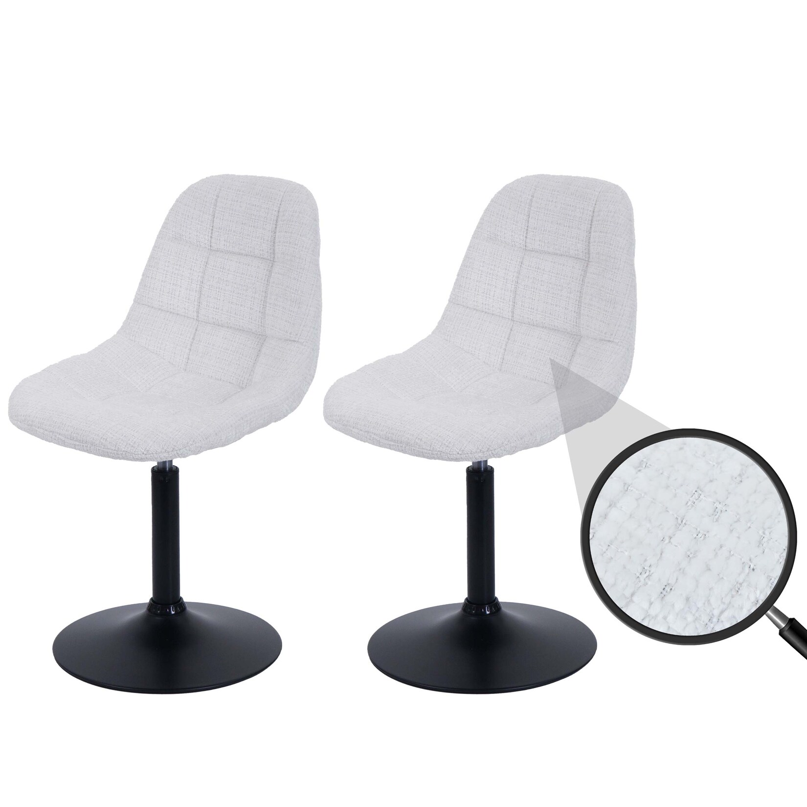 2er-Set Esszimmerstuhl MCW-A60, Küchenstuhl Stuhl Drehstuhl, Stahl MVG Stoff/Textil Chenille (465g/m²) ~ creme