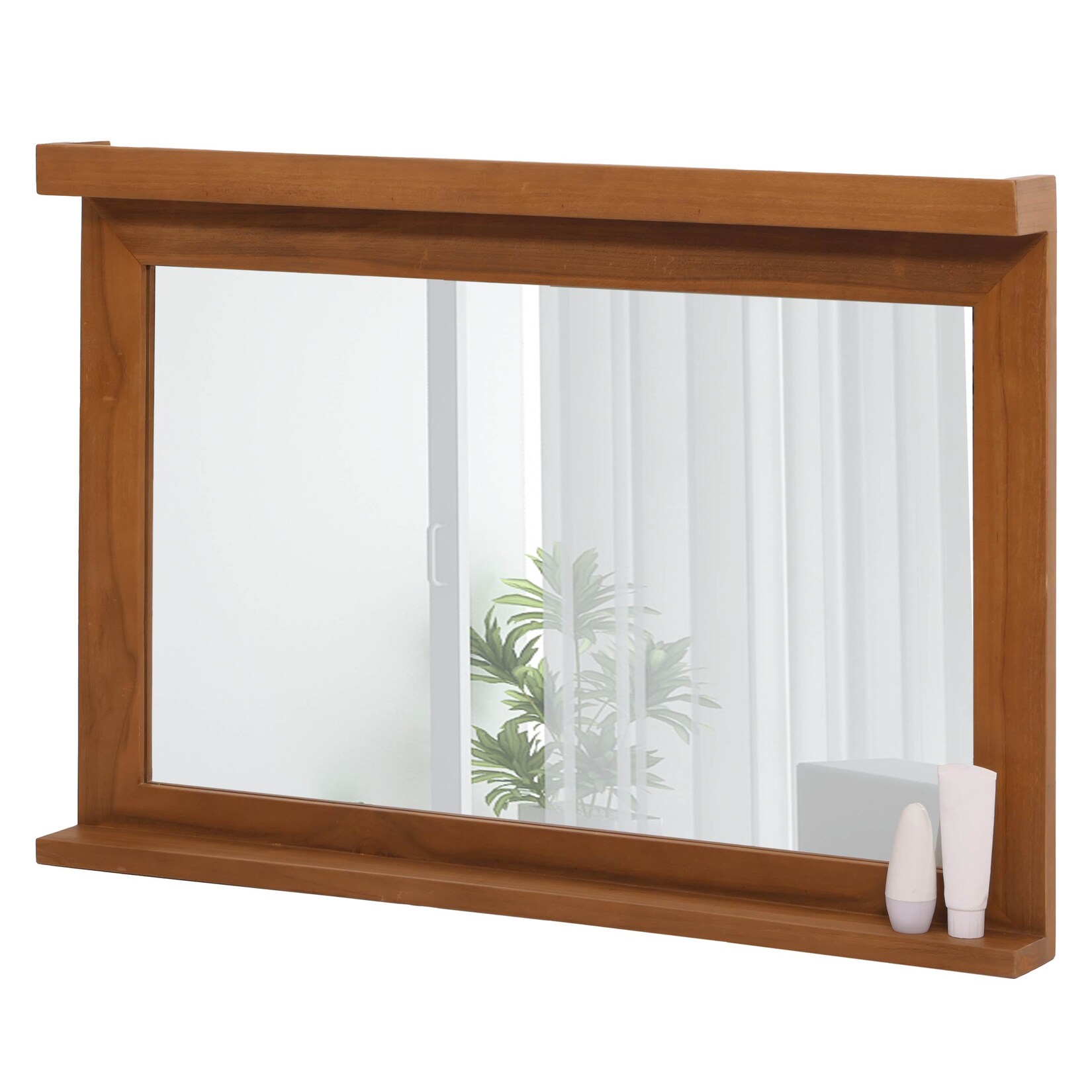 Teak-Wandspiegel MCW-M87, Bad-/Flurspiegel, Holzrahmen, hochwertiges B-Grade-Teak (Kernholz, 20-30 Jahre), 70x100cm