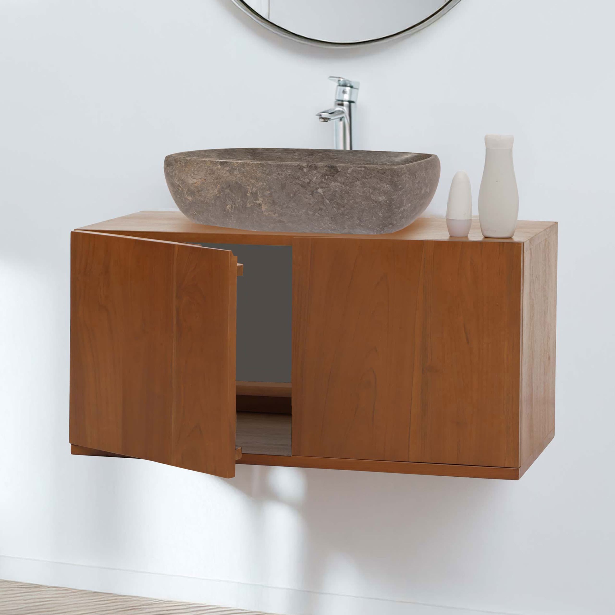 Teak-Waschbeckenunterschrank MCW-M86, Waschtisch, hochwertiges B-Grade-Teak (Kernholz, 20-30 Jahre), 40x80x40cm - Bild 1