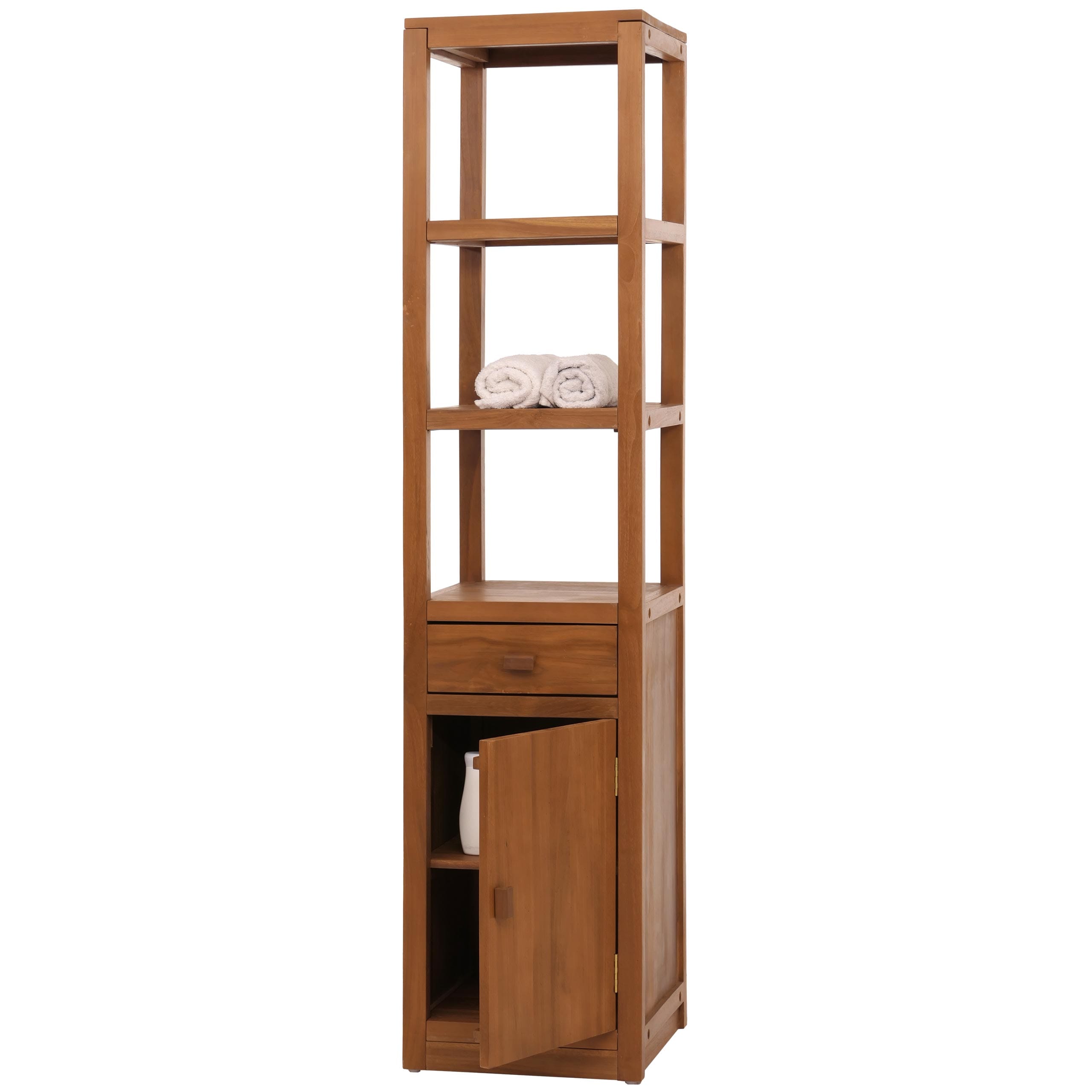 Teak-Regal MCW-M86, Badschrank Badregal Badezimmer, hochwertiges B-Grade-Teak (Kernholz, 20-30 Jahre), 180x40cm - Bild 1