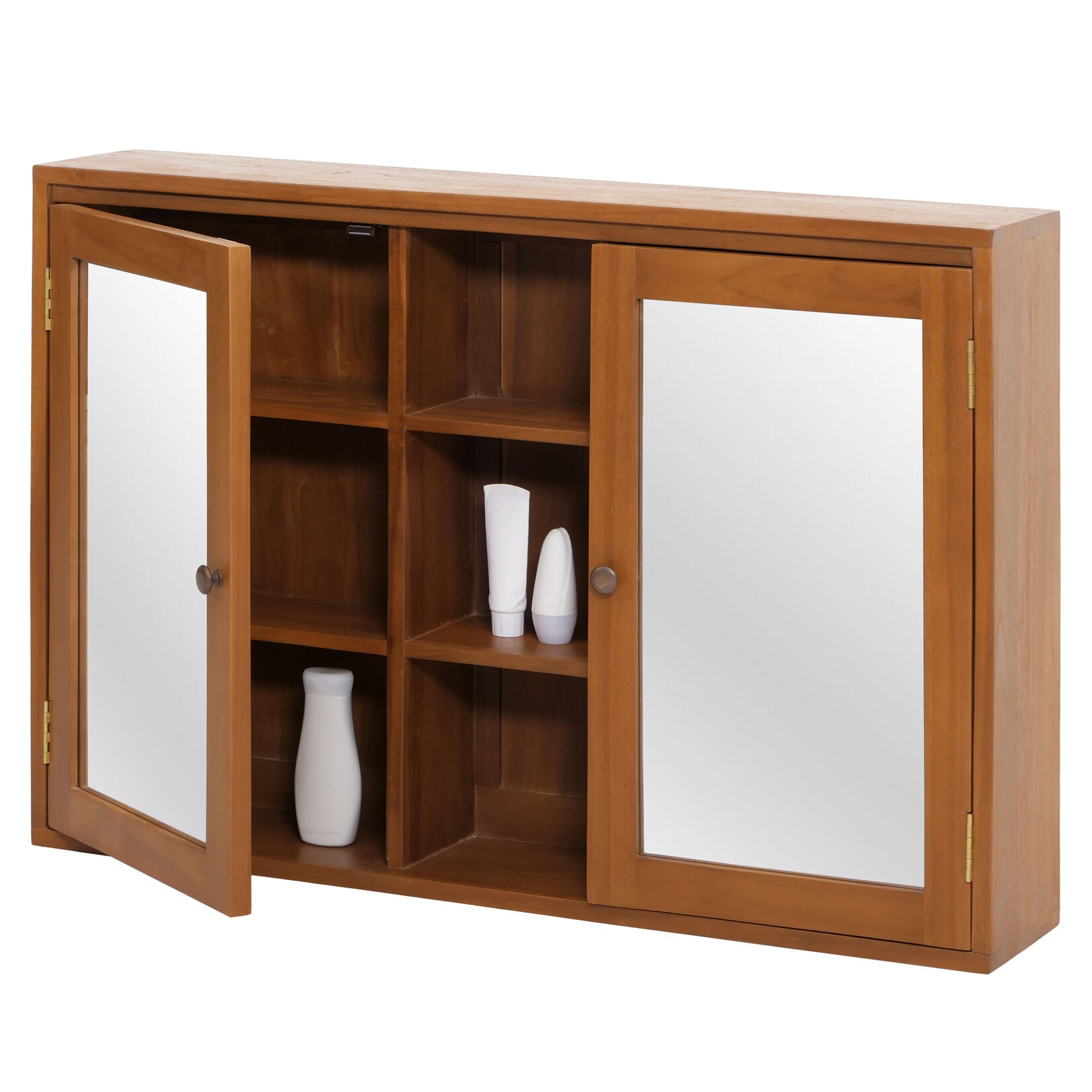Teak-Spiegelschrank MCW-M85, Badspiegelschrank, hochwertiges B-Grade-Teak (Kernholz, 20-30 Jahre), 70x100x20cm