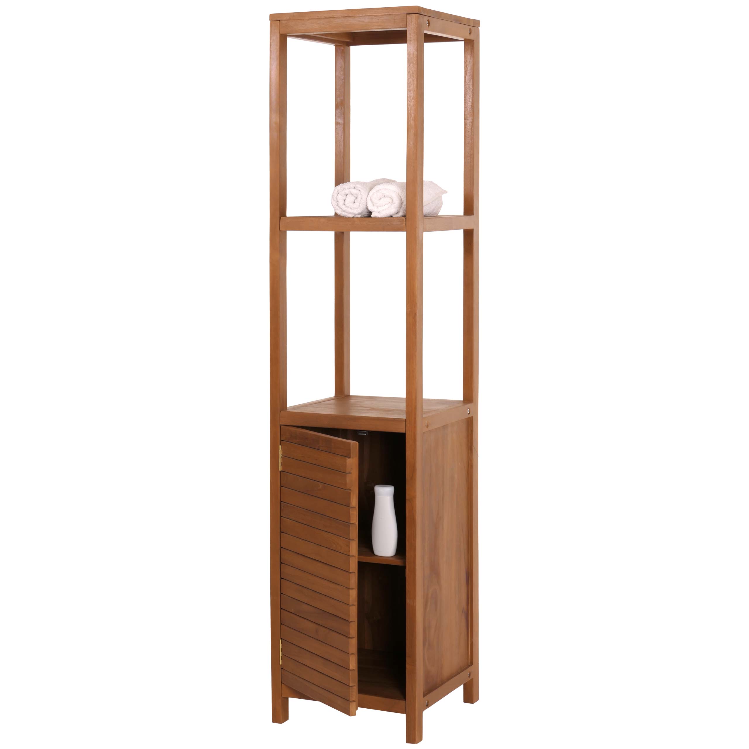 Teak-Regal MCW-M84, Badschrank Badregal Badezimmer, hochwertiges B-Grade-Teak (Kernholz, 20-30 Jahre), 180x40cm - Bild 1