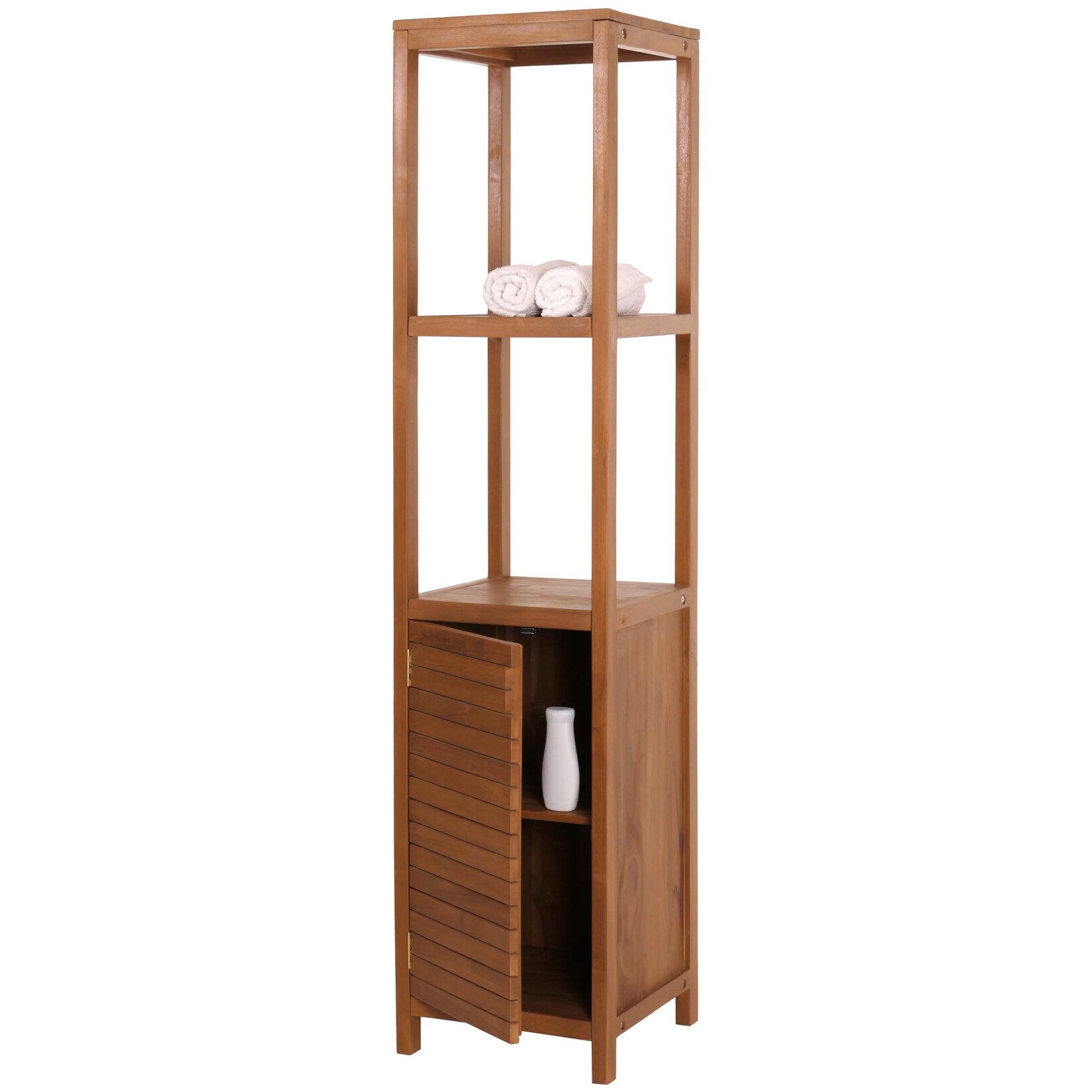 Teak-Regal MCW-M84, Badschrank Badregal Badezimmer, hochwertiges B-Grade-Teak (Kernholz, 20-30 Jahre), 180x40cm