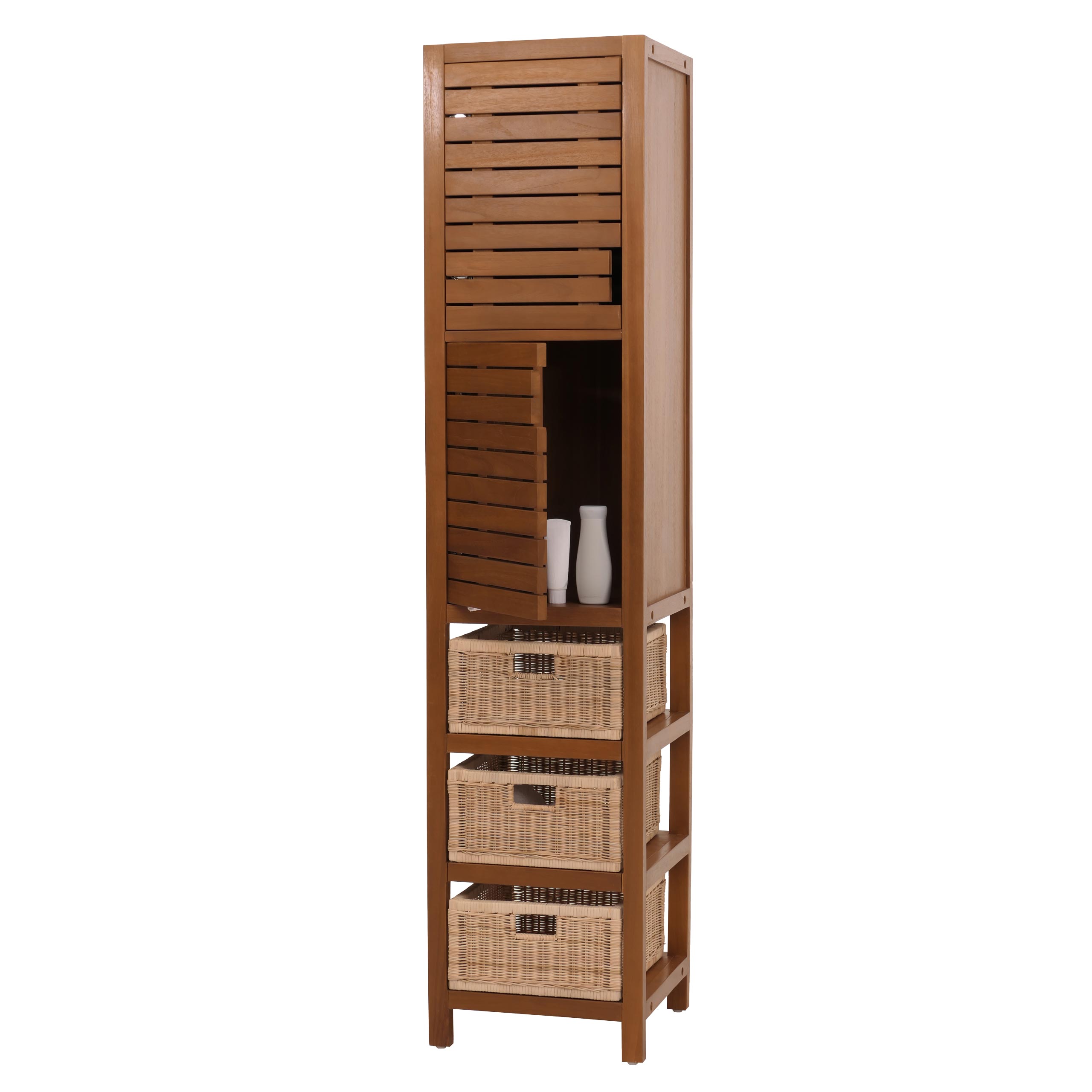Teak-Hochschrank MCW-M84, Badschrank Highboard, hochwertiges B-Grade-Teak (Kernholz, 20-30 Jahre) 120x40x40cm - Bild 1