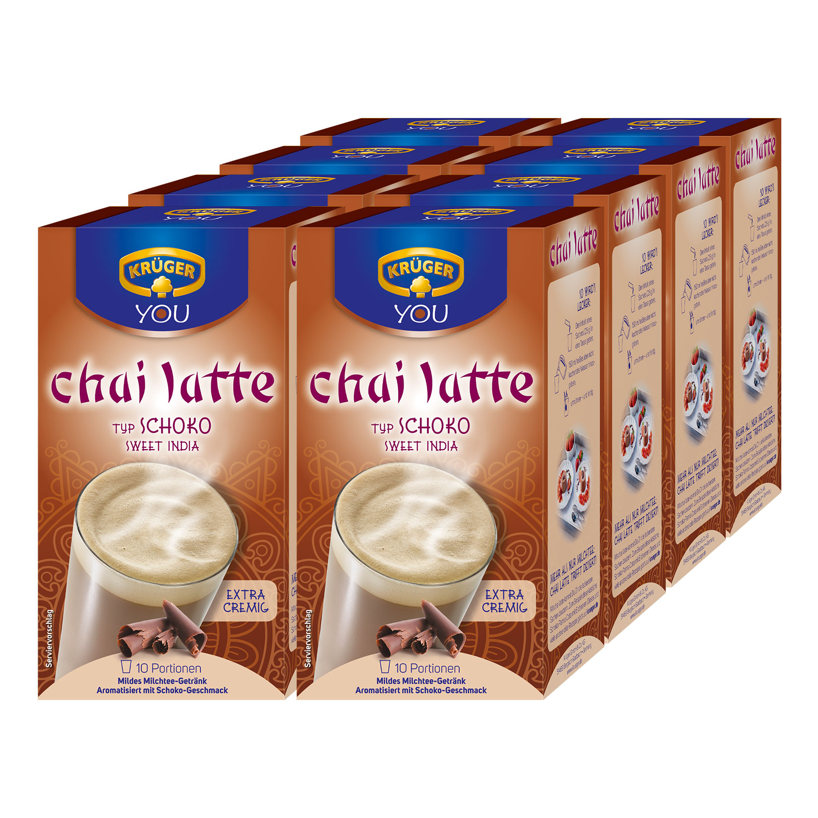 Kr&uuml;ger YOU Chai Latte Schoko 250 g, 8er Pack - Bild 1
