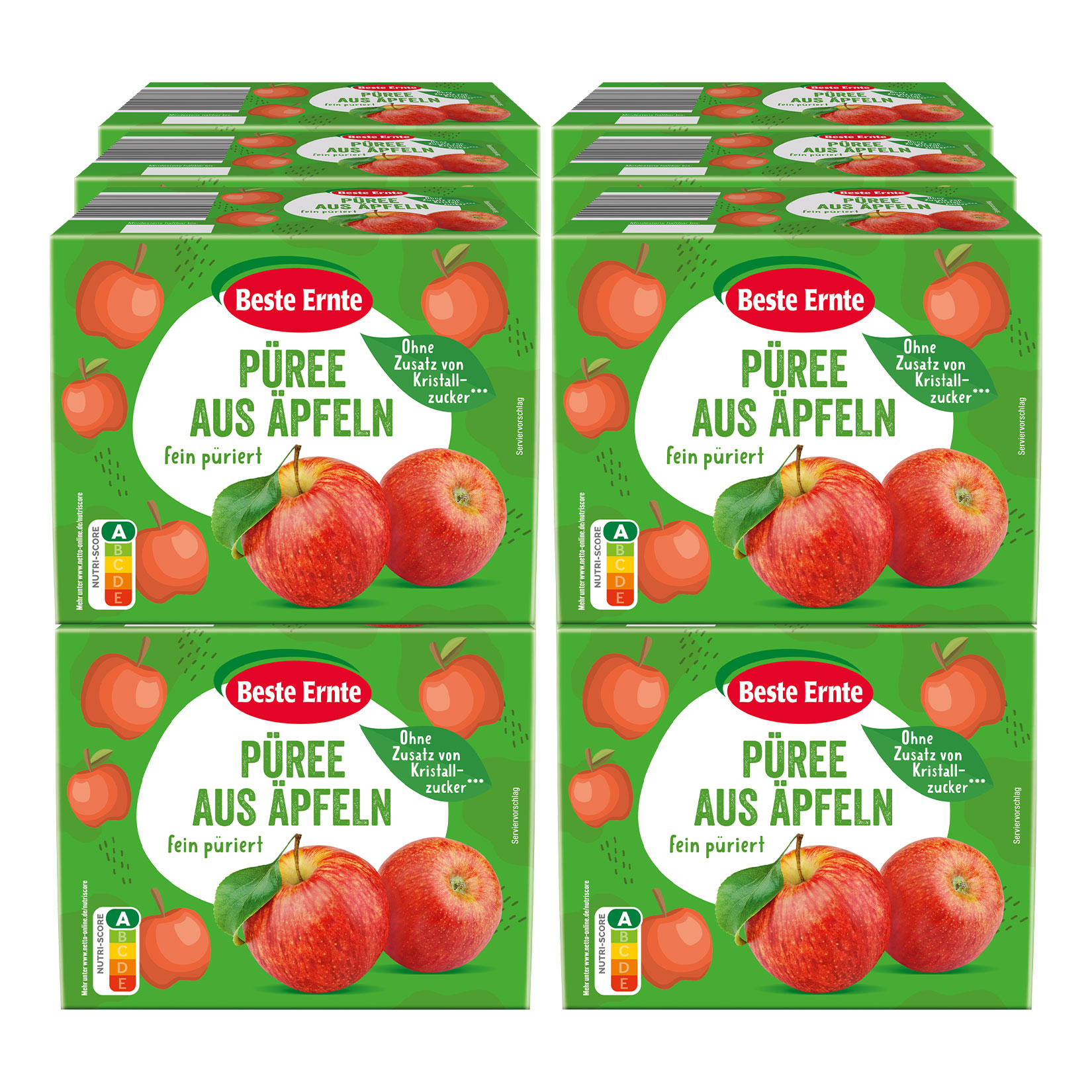 Beste Ernte P&uuml;ree aus &Auml;pfeln ohne Zucker 4 x 100 g, 12er Pack - Bild 1