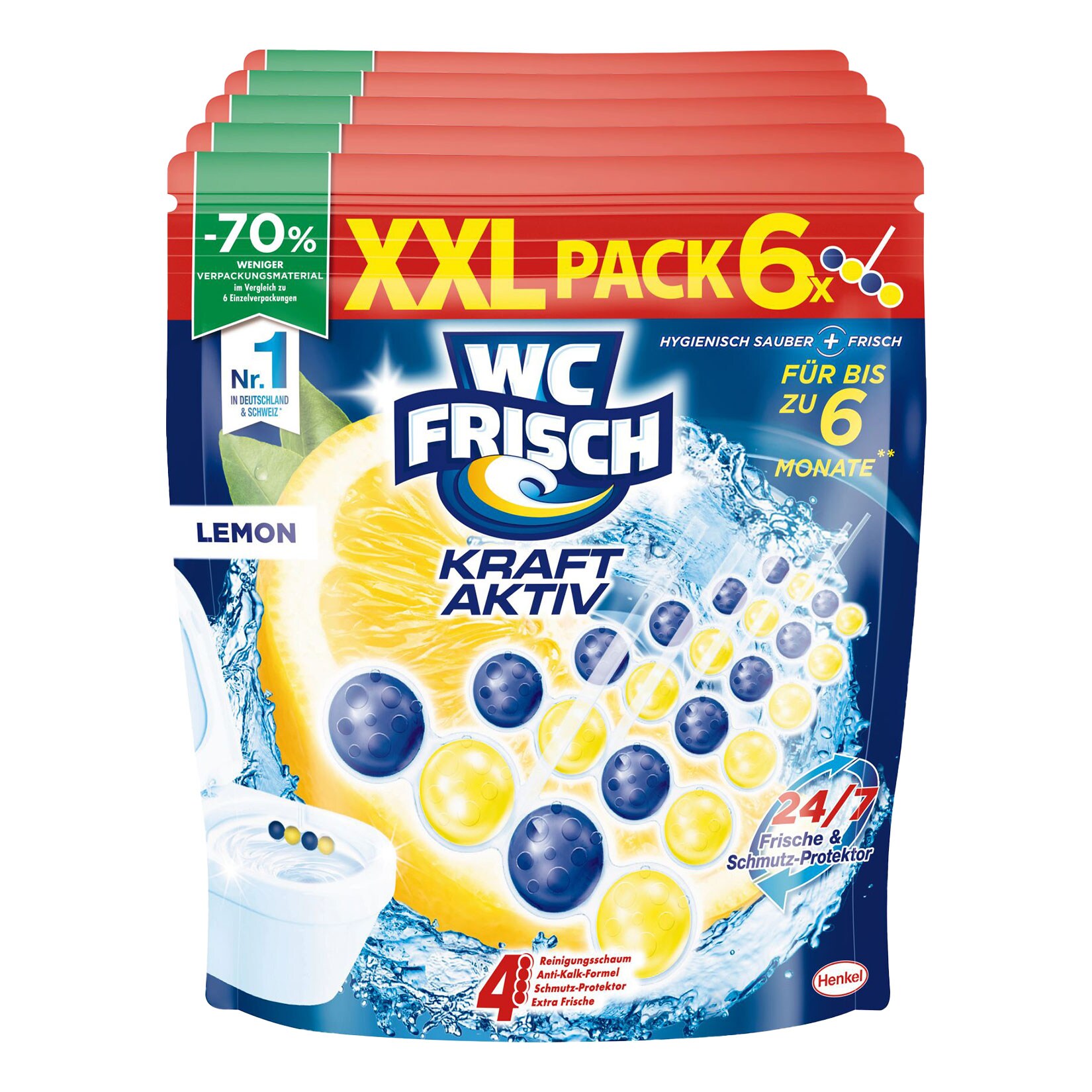 WC Frisch Duftsp&uuml;ler Kraft Aktiv Lemon 6 x 50 g, 5er Pack - Bild 1