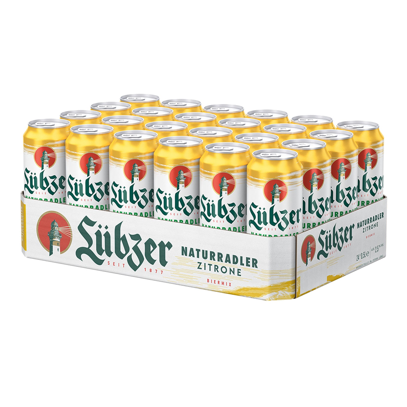 L&uuml;bzer Naturradler Zitrone 2,5 % vol 0,5 Liter, 24er Pack - Bild 1