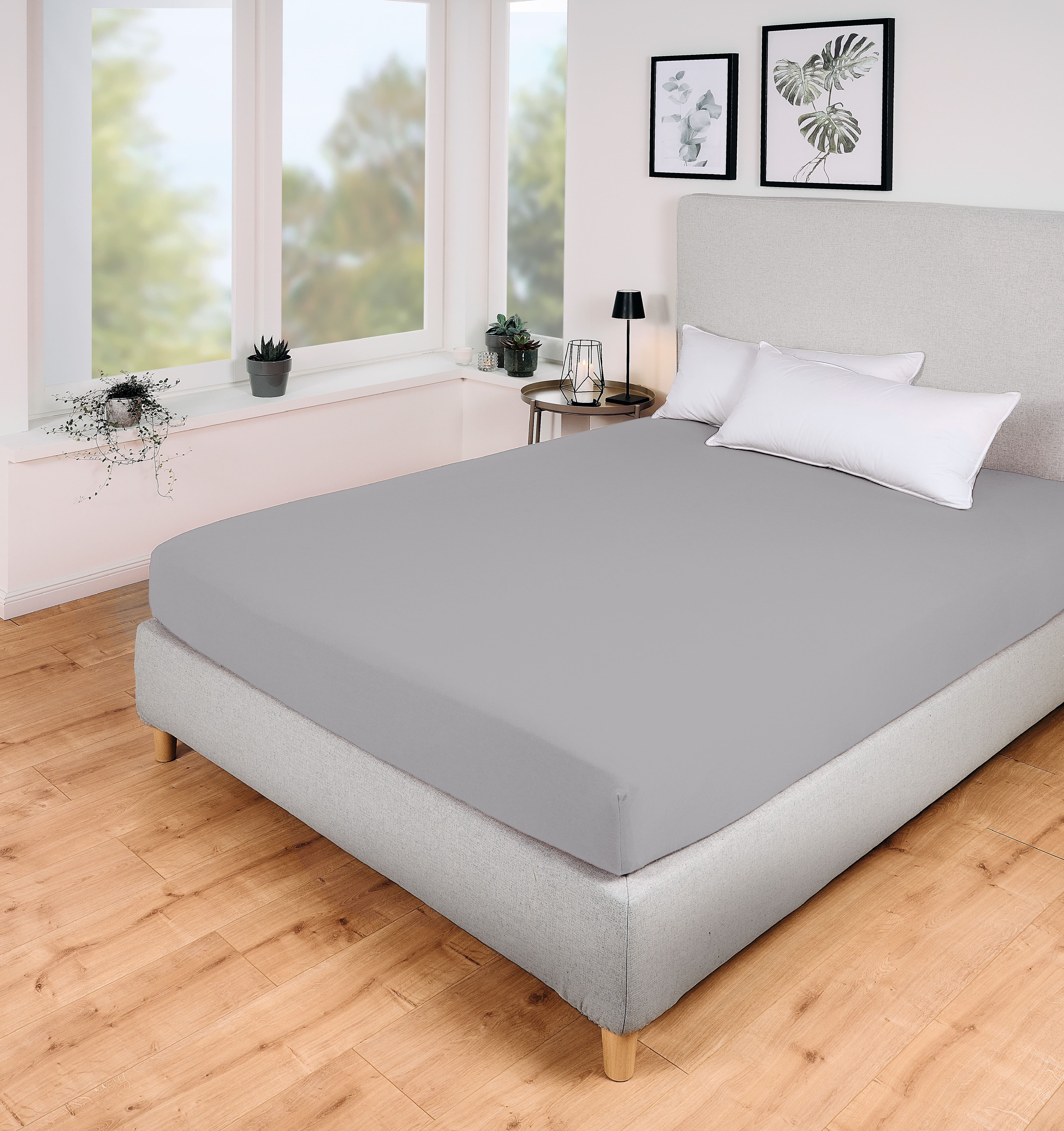 Dekor Microfaser-Spannbettlaken 180-200/200 cm - grau - Bild 1