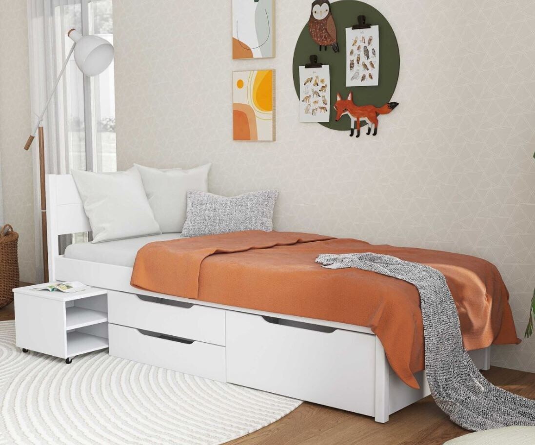 Inter Link Bett mit Stauraum Efetivo inkl. Nachtkommode und Lattenrost 90×200 cm | 04010340221160