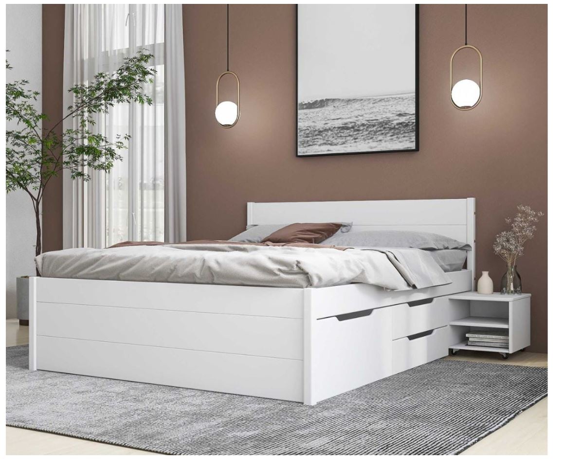 Inter Link Bett mit Stauraum Efetivo inkl. Nachtkommode und Lattenrost 160x200 cm - Bild 1