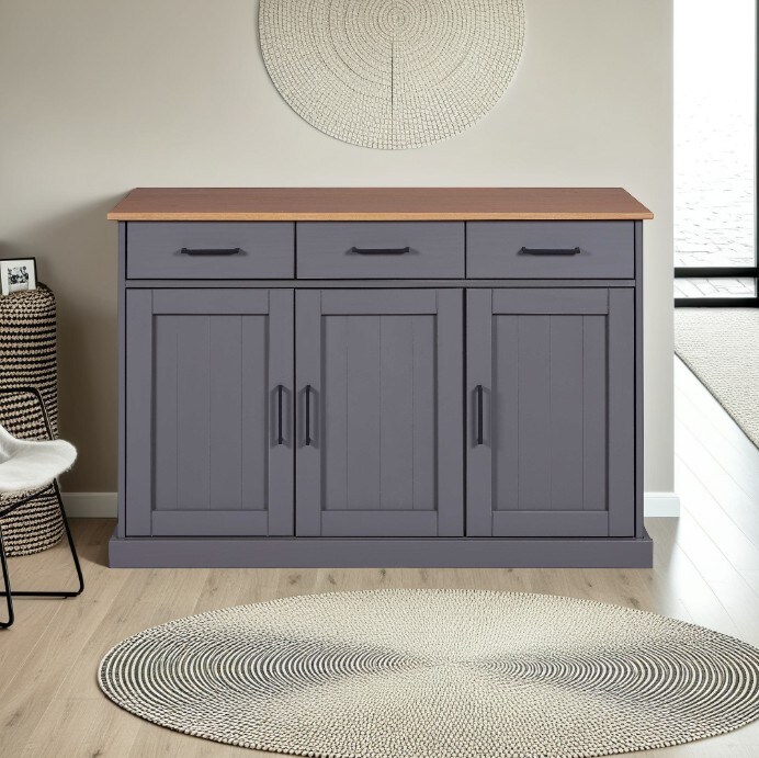 Inter Link FSC Sideboard Forenzo, Kiefer Massivholz – grau, oak Colori | 04010340221207