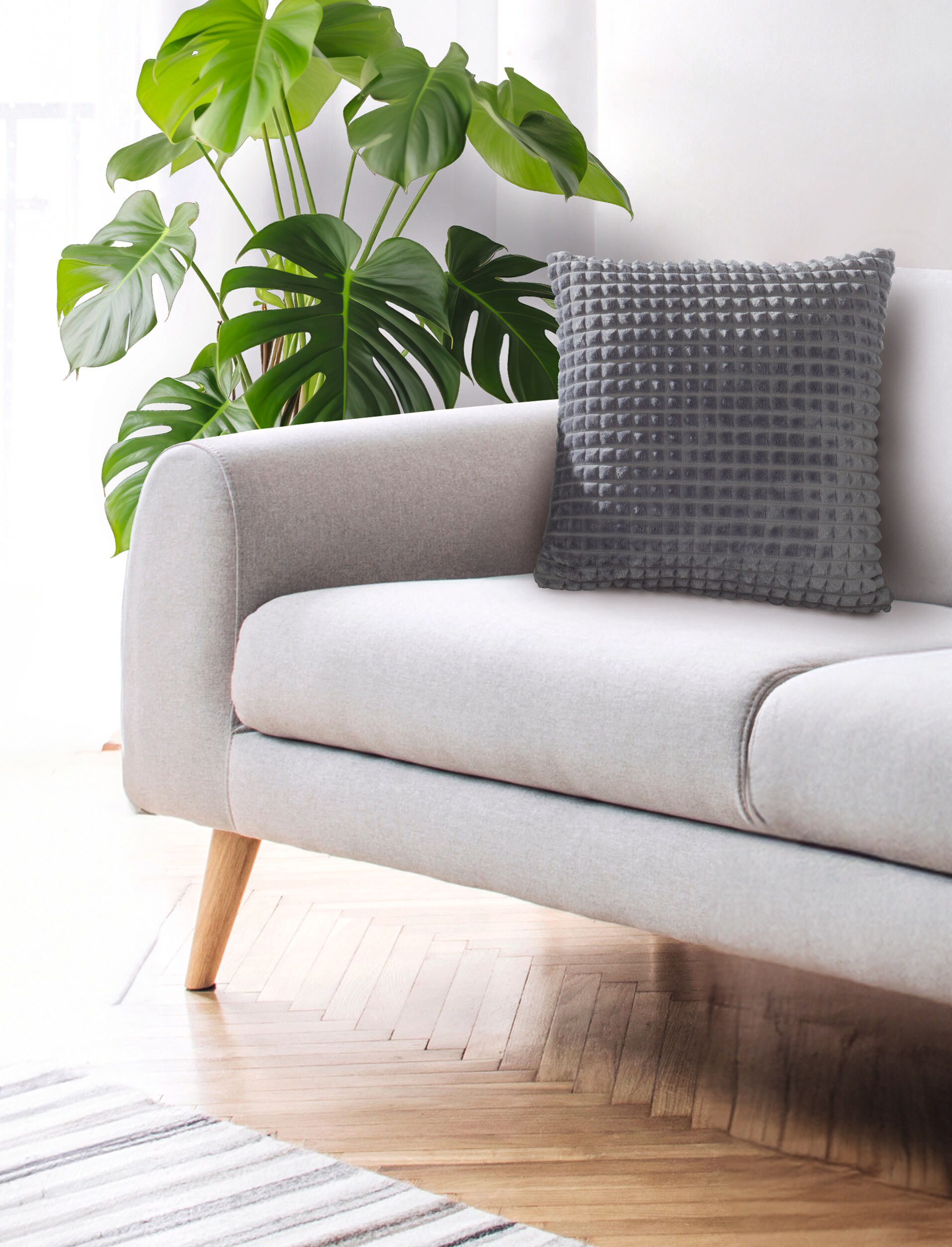 Dekor Dekokissen Waffel - grau - Bild 1