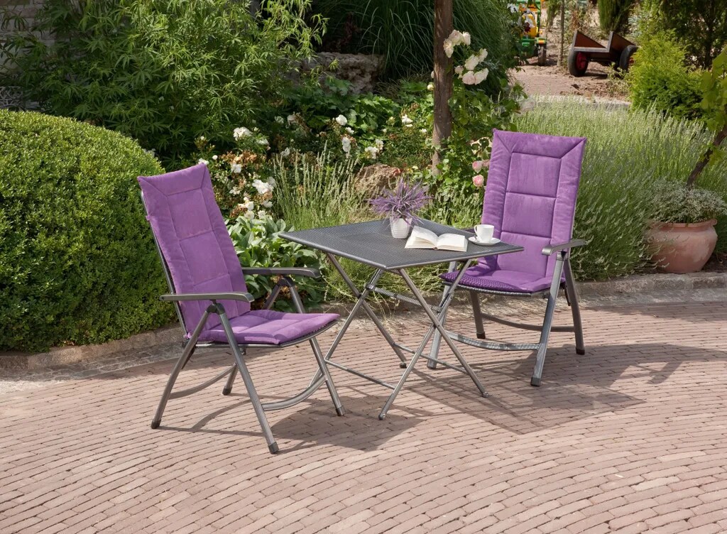 Toulouse Set 3-teilig, 2 Stapelsessel und 1 Klapptisch, wetterfestes Stahlgestell, kunststoffummantelt, platzsparend, f&uuml;r Garten, Balkon, Terrasse, eisengrau, GS-zertifiziert - Bild 1