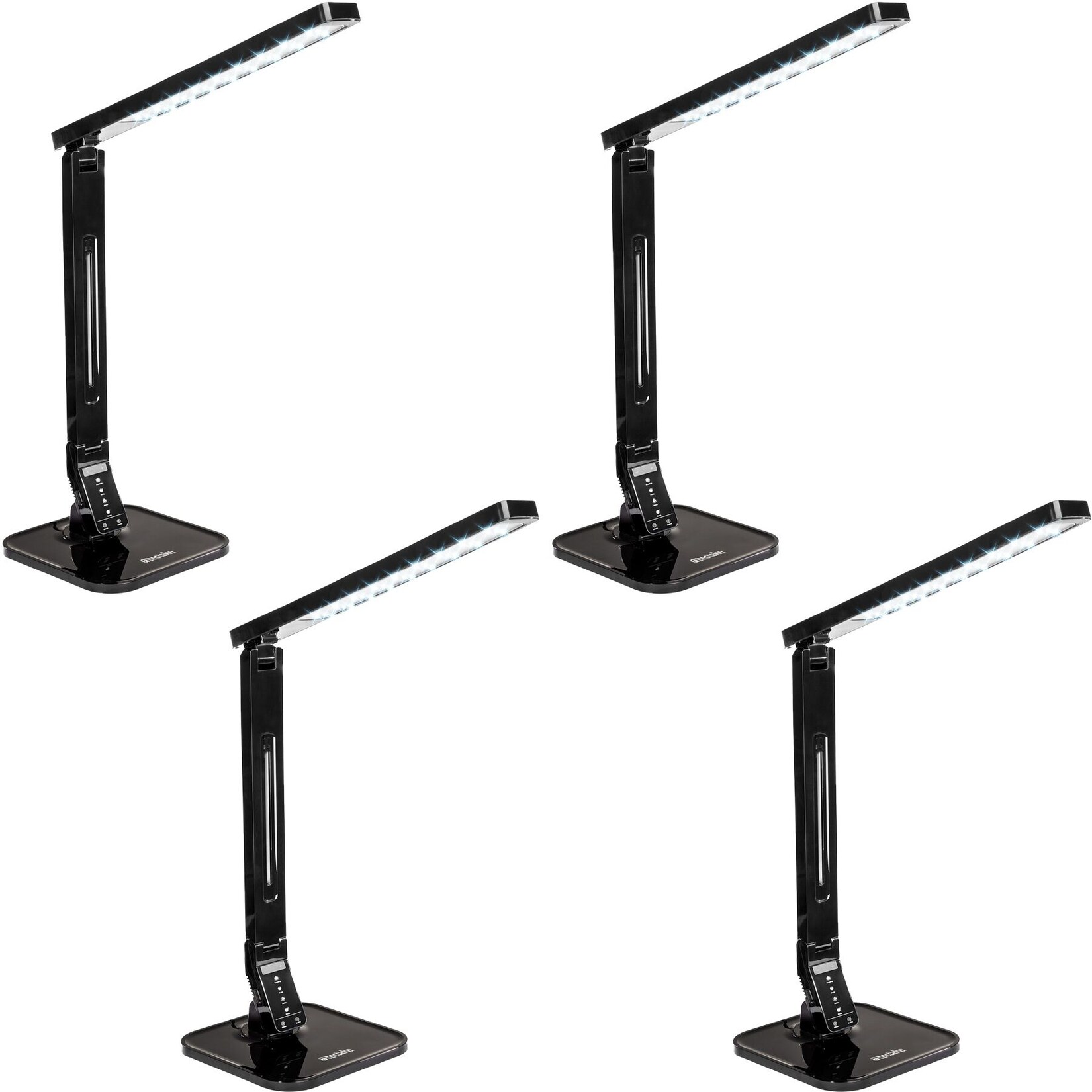 tectake® Schreibtischlampe, LED, 14 W, dreh-, neig- und klappbar, Touchpanel, inklusive USB-Anschluss | 04260473660668