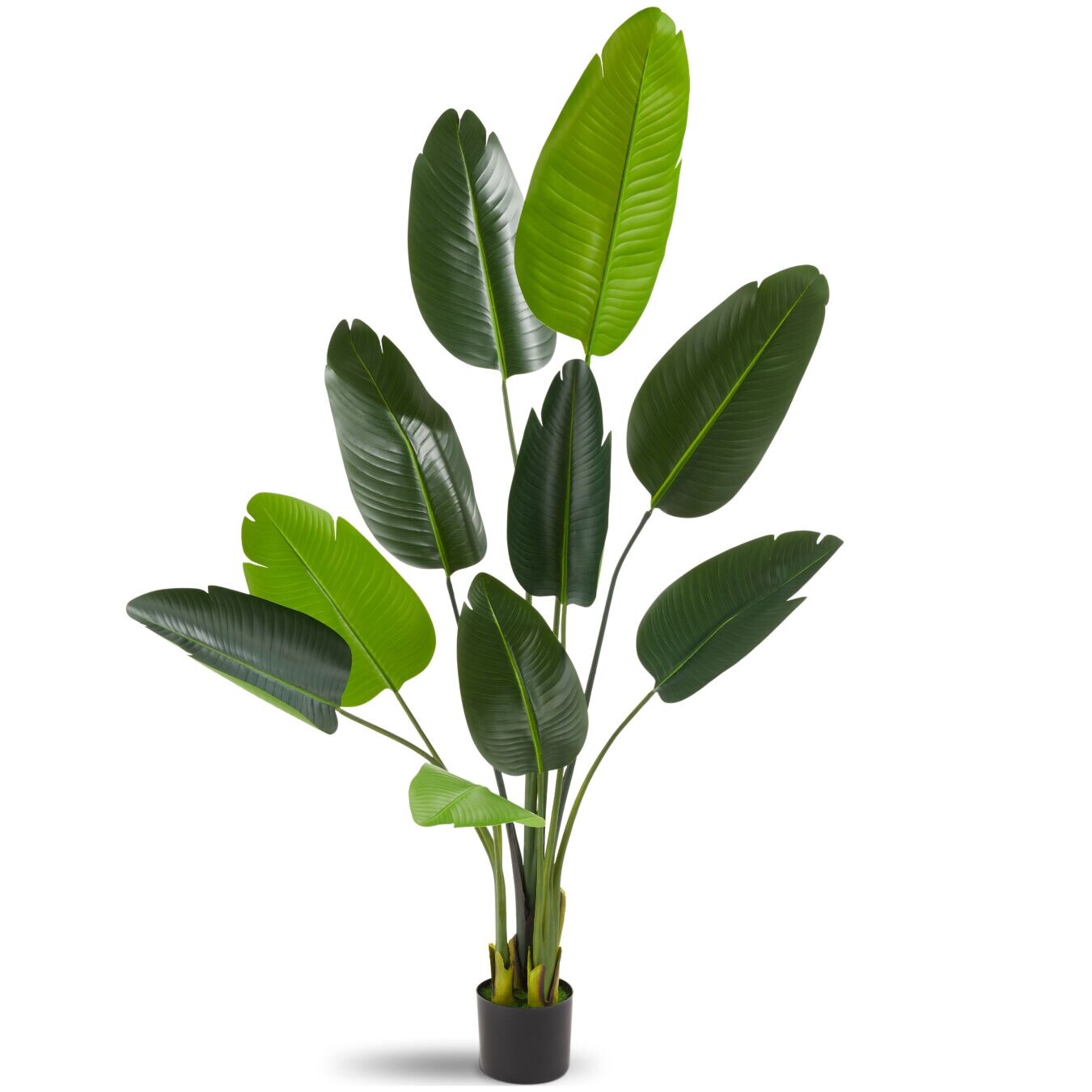 tectake® Künstlicher Paradiesvogelbaum, verschiedene Größen, mit großen PEVA-Blättern, stabiler Kunststoff-Blumentopf