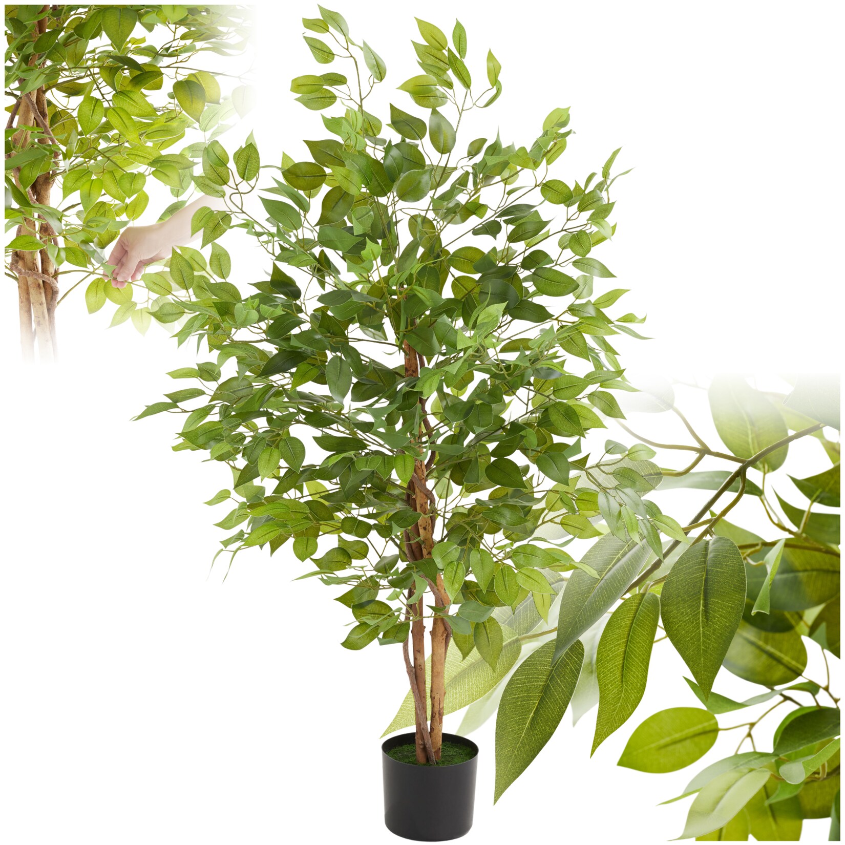 tectake® Künstlicher Ficusbaum, verschiedene Größen, mit viel Volumen, stabiler Kunststoff-Blumentopf | 04061173268655
