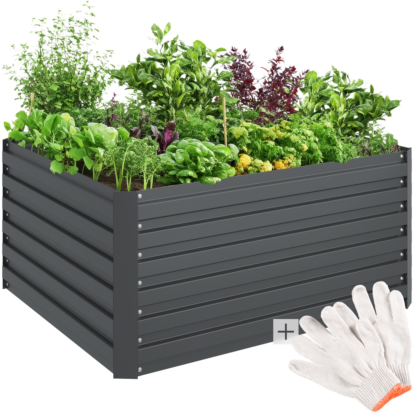 tectake® Hochbeet, aus verzinktem Stahl, stabil, sicher, witterungsbeständig, 120 x 100 x 56 cm | 04061173268921