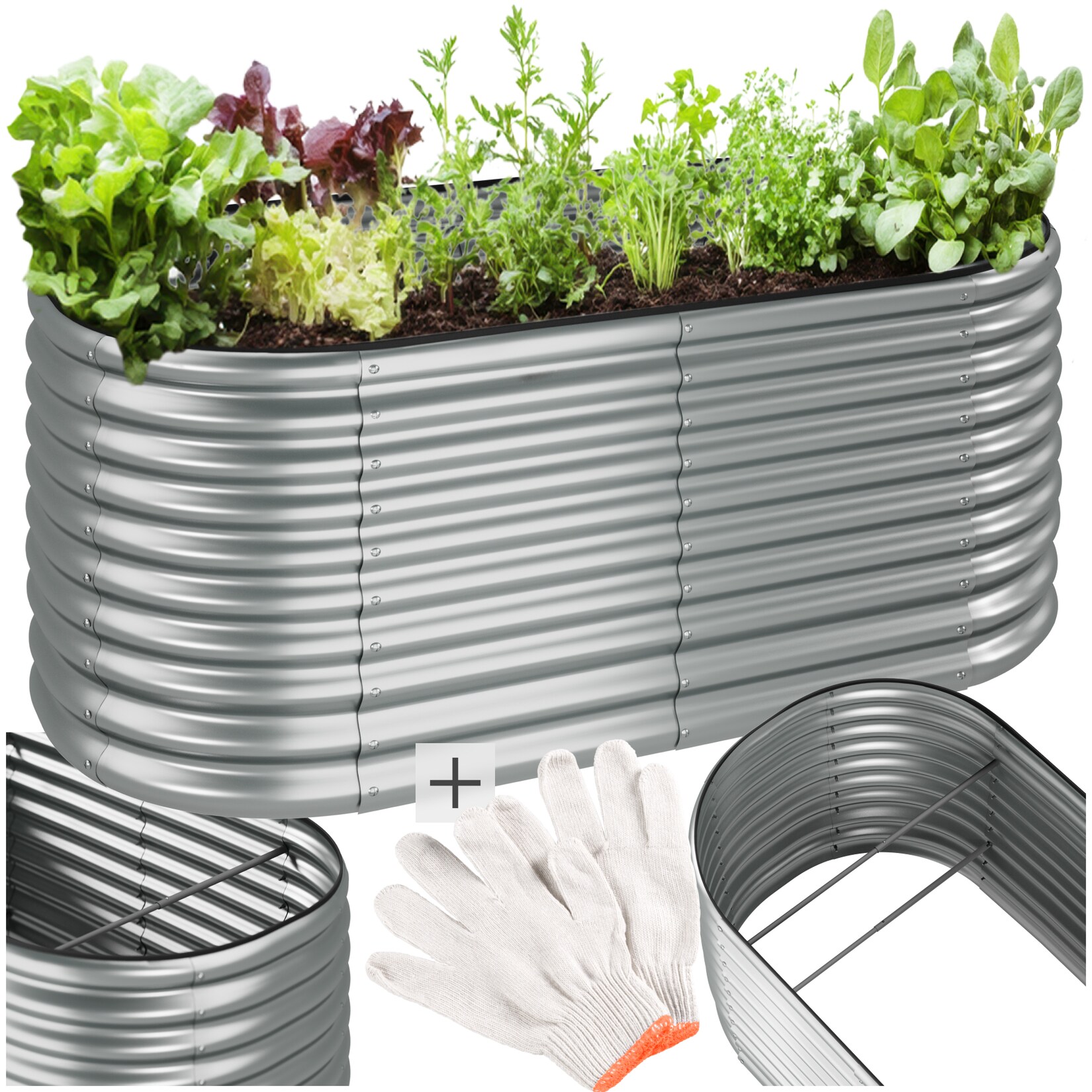 tectake® Hochbeet, aus verzinktem Stahl, stabil, sicher, witterungsbeständig, 200 x 100 x 80 cm | 04061173268983