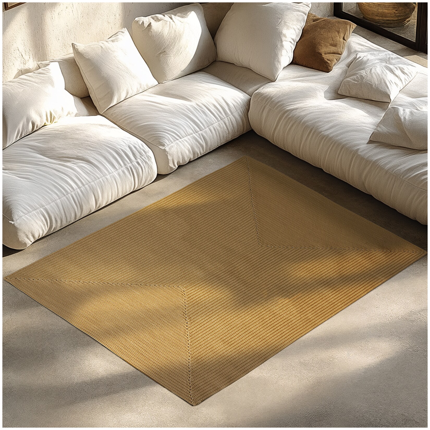 tectake® Geflochtener Teppich, verschiedene Größen, in Jute-Optik, strapazierfähig und pflegeleicht