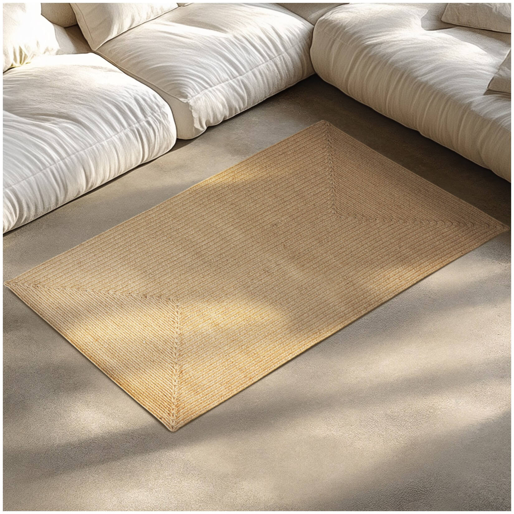 tectake® Geflochtener Teppich, verschiedene Größen, aus Jute- und Kunstfasern, strapazierfähig und pflegeleicht | 04061173270665