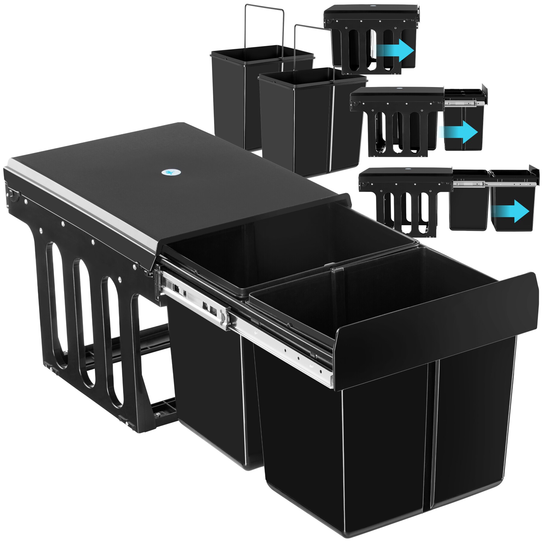 tectake&reg; Abfallsammler, 2-fach M&uuml;lltrennung, 2x15L, f&uuml;r Schr&auml;nke ab 40 cm Breite, 35 x 48 x 35 cm - Bild 1