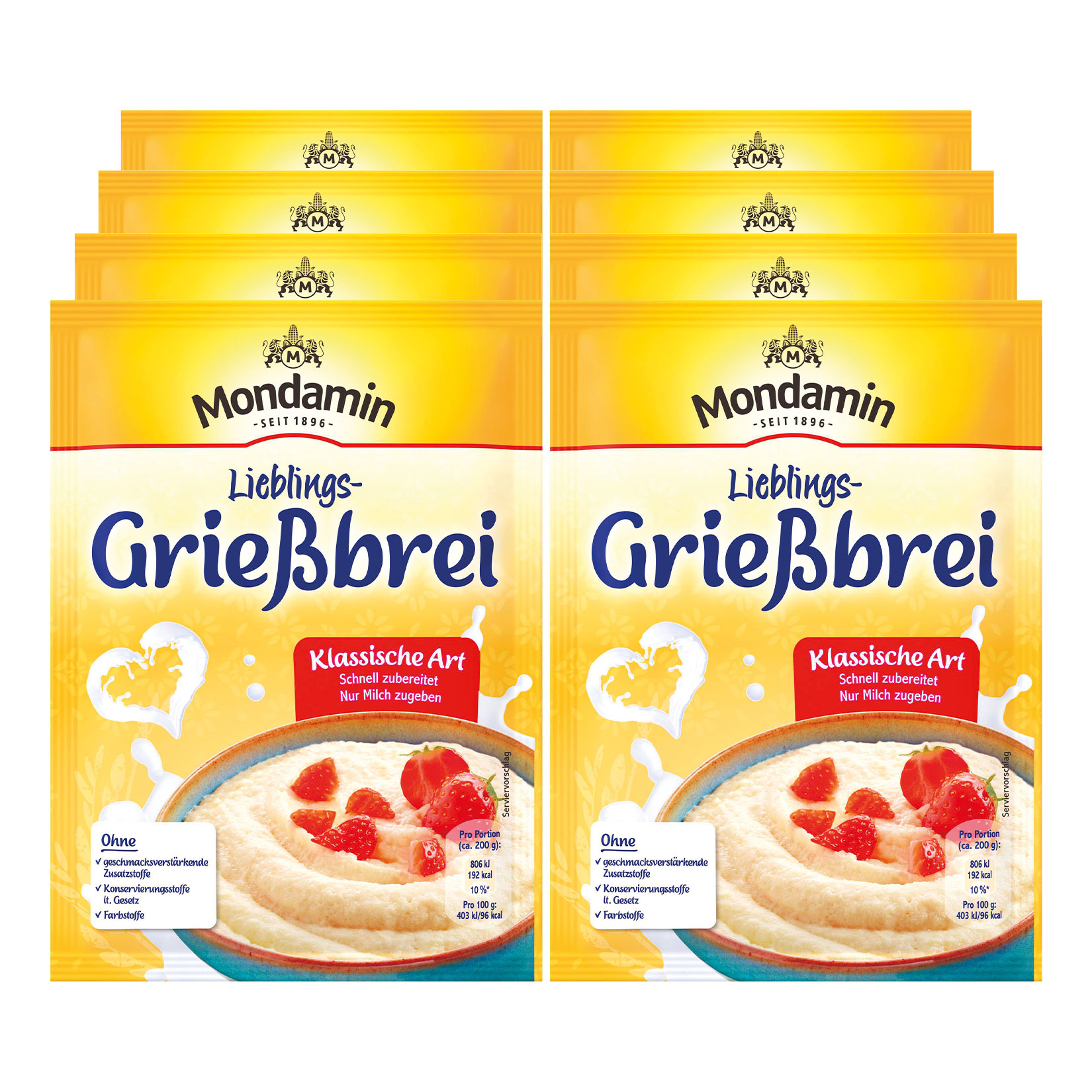 Mondamin Grie&szlig;brei klassische Art f&uuml;r 500 ml, 8er Pack - Bild 1